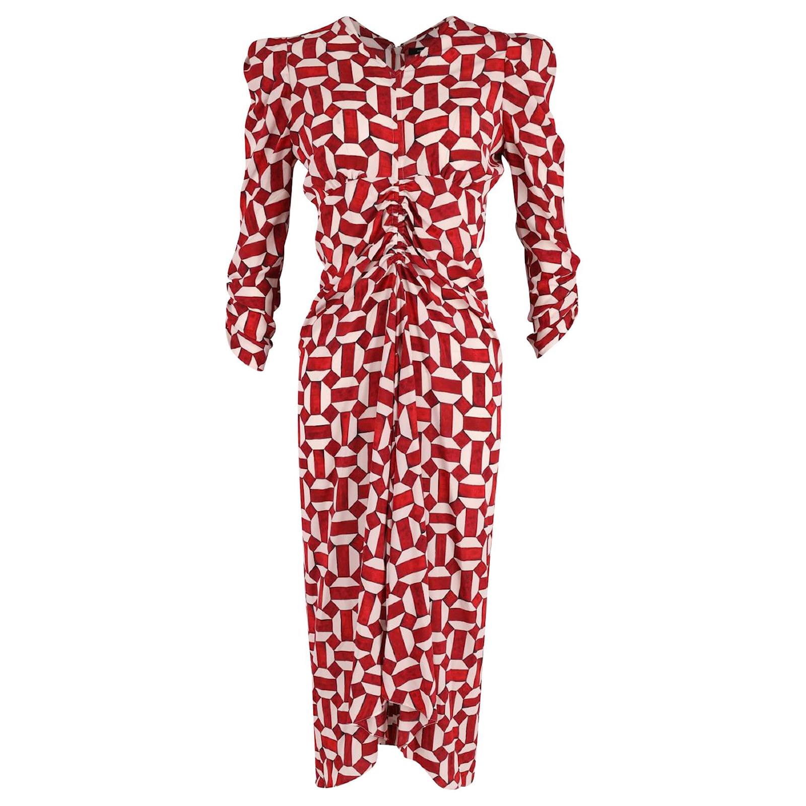 Isabel Marant Albi Ruched Dress in Red ref.667599 - Joli Closet