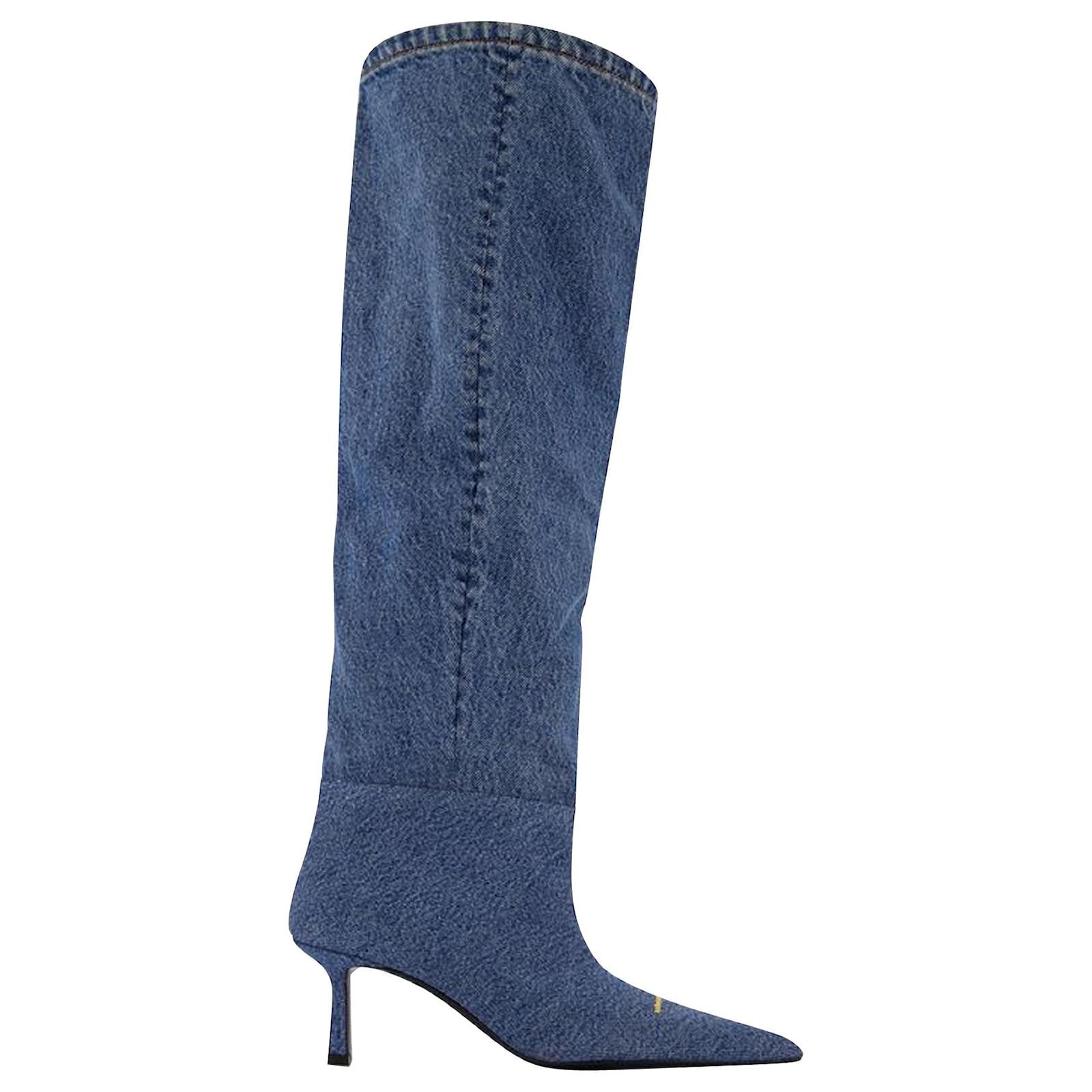 Alexander Wang Viola Slouch Boots in Capretto, purple Blue Leather ref ...