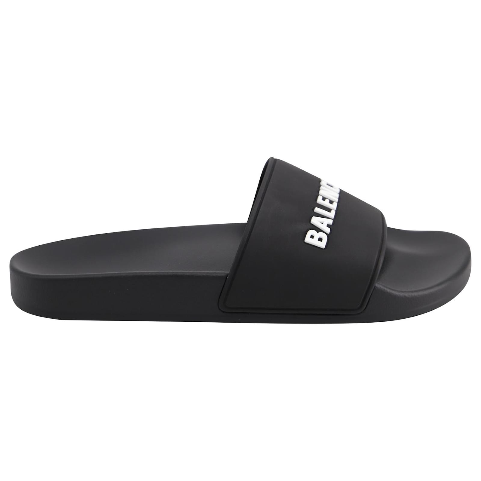 Balenciaga Pool Logo Slide Sandals in Black Rubber ref.668003 - Joli Closet