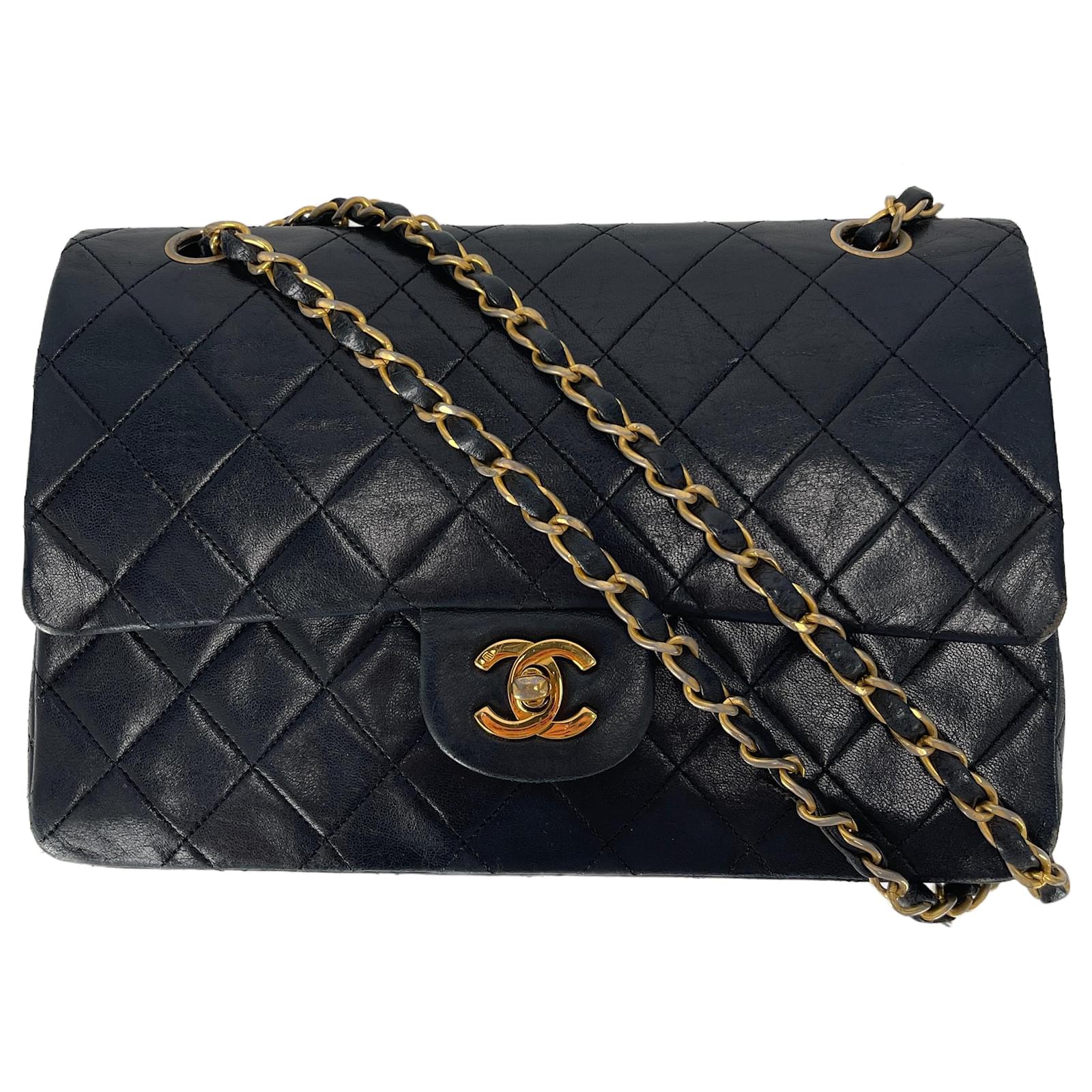 Mademoiselle Chanel Black Medium Lambskin Classic Double Flap Bag Leather  ref.668779 - Joli Closet