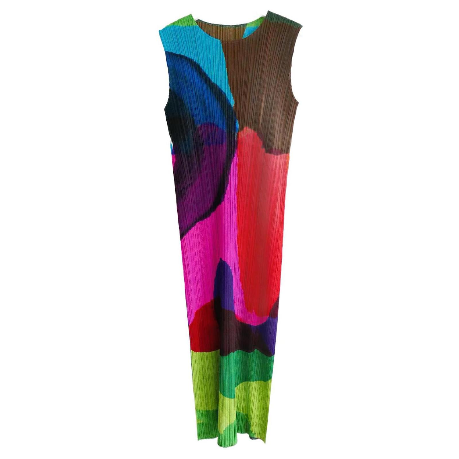 Issey Miyake Pleats Please Energetic Colors print dress