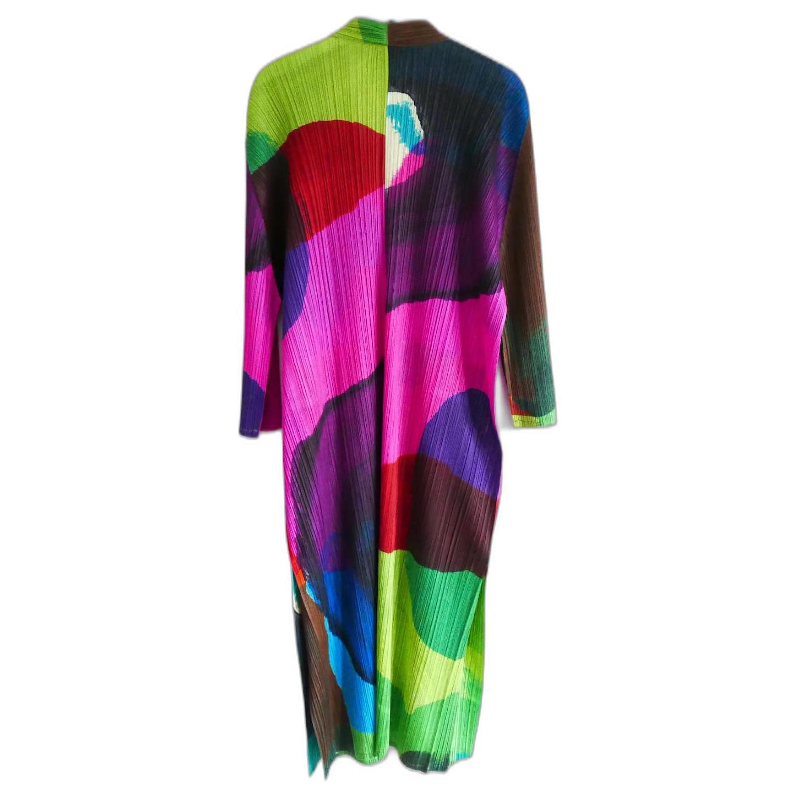 Issey Miyake Pleats Please Energetic Colors print coat