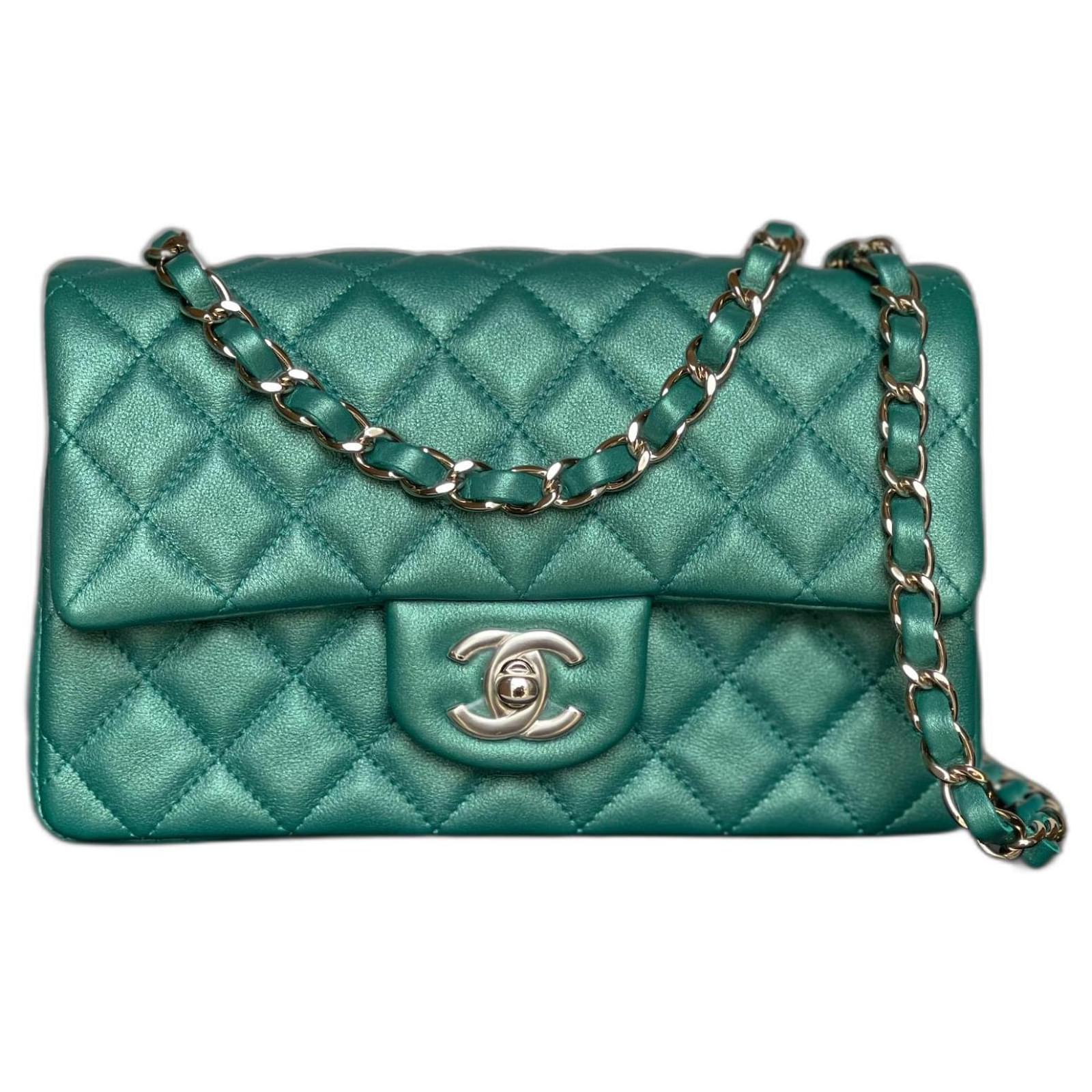 Handbags Chanel Iridescent Green Lambskin Mini Flap Handbag