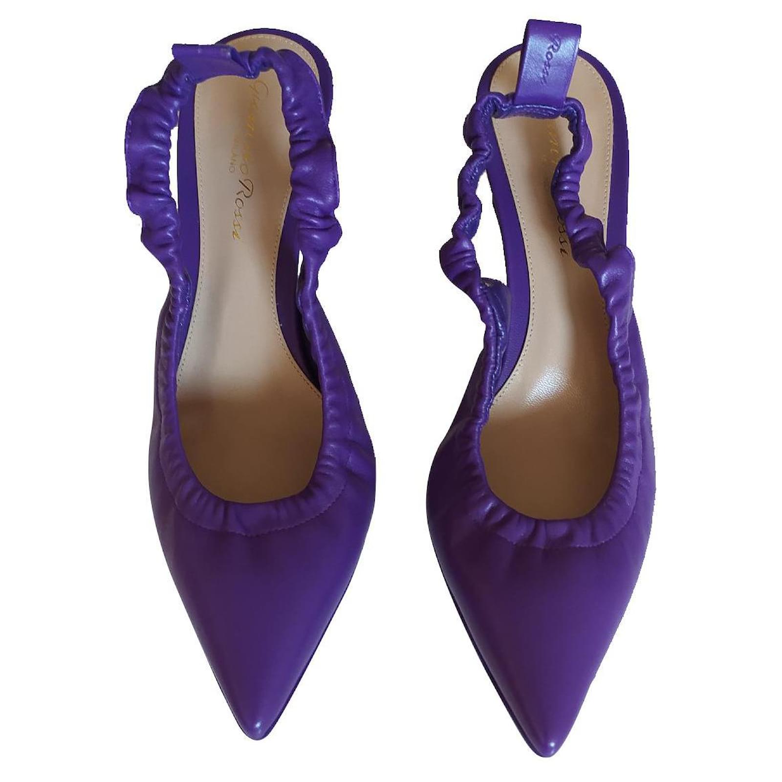 Gianvito Rossi Alina Slingback Purple Leather ref.669832 - Joli Closet