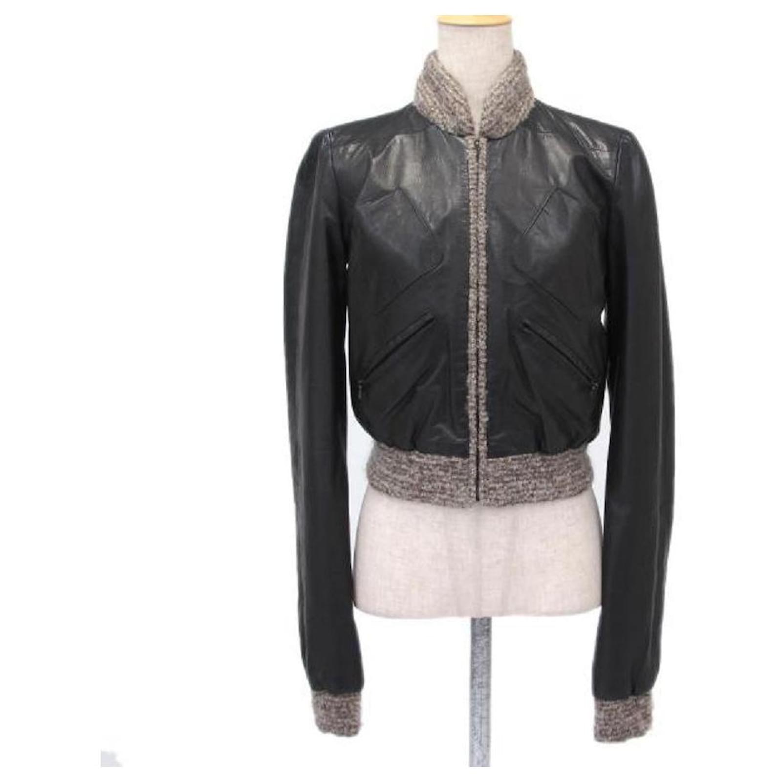 Chanel Leather Blouson Black Wool ref.671439 - Joli Closet