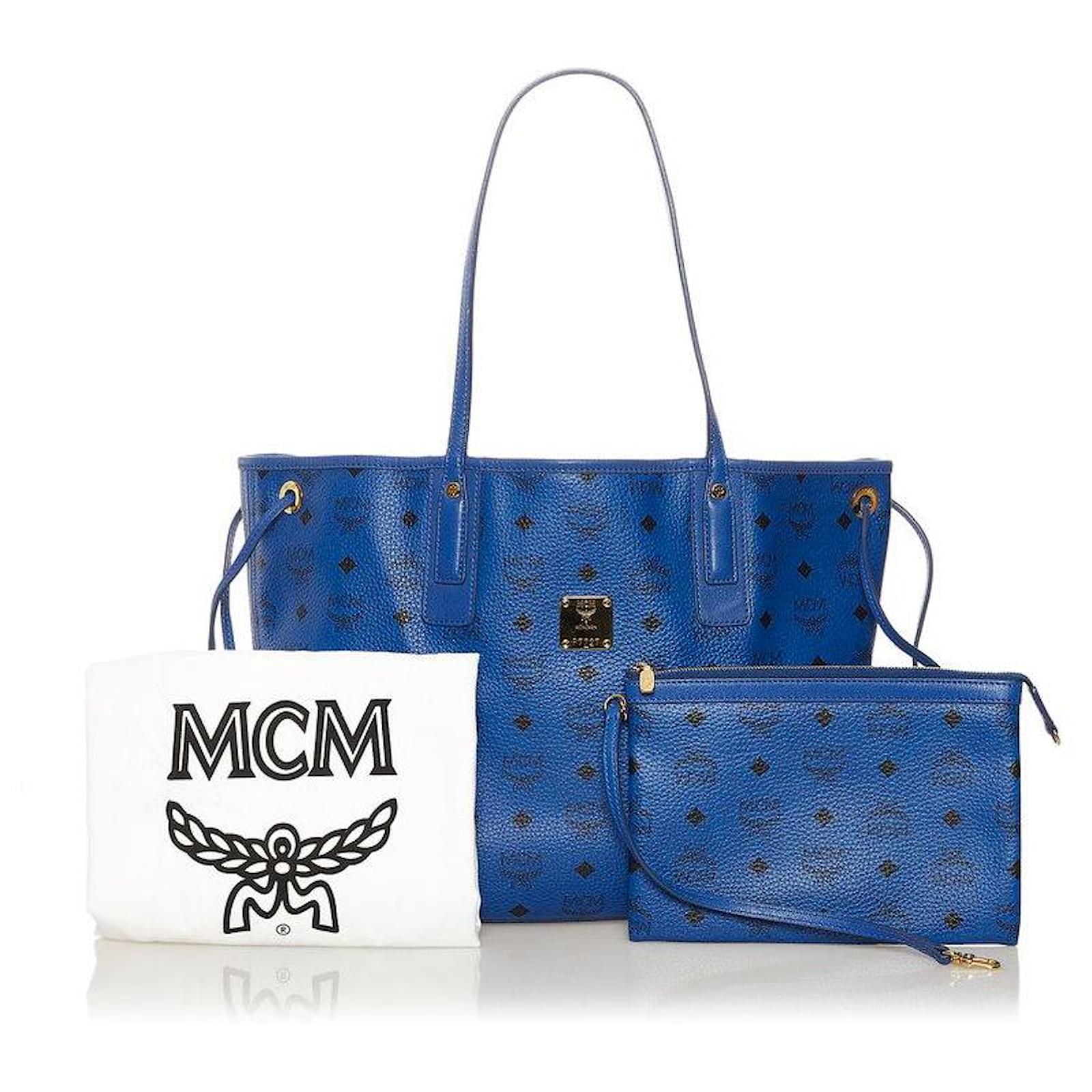mcm Visetos Tote Bag with Pouch blue Cloth ref.671734 - Joli Closet