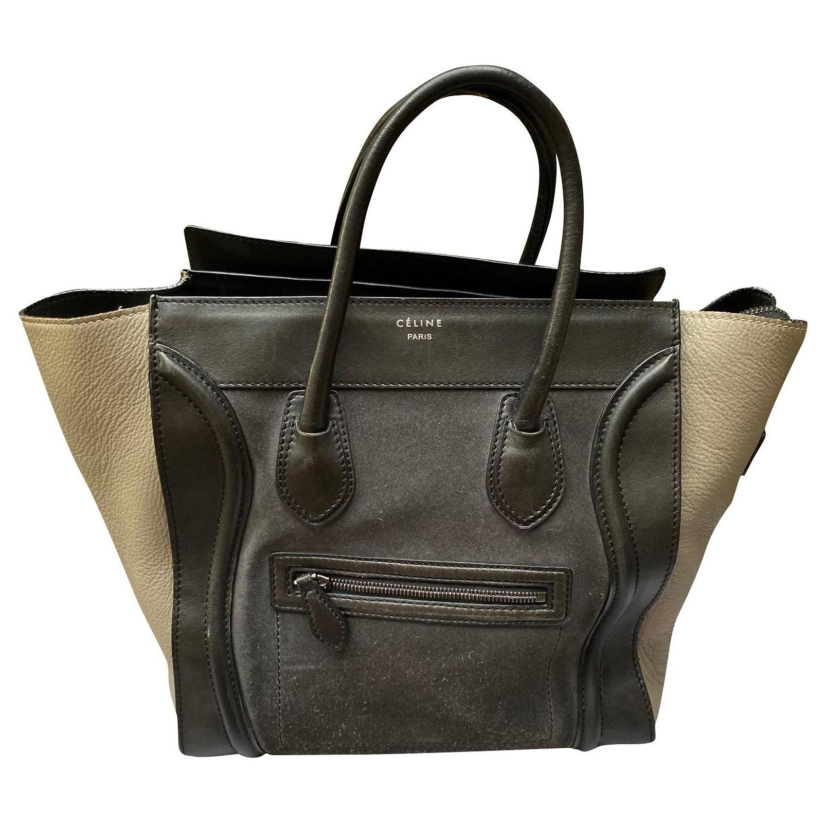 Sac CÉLINE Luggage Noir En Cuir Et Daim - Fourre-tout Iconique D'occasion, Fabrication Suède