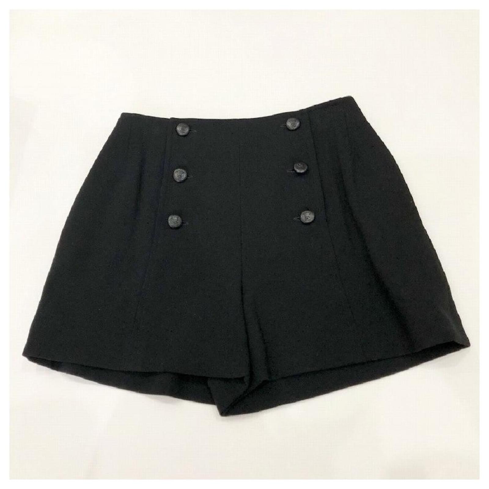 * CHANEL Shorts Beauty Shorts Vintage Coco Mark Button Black 97C Wood ...