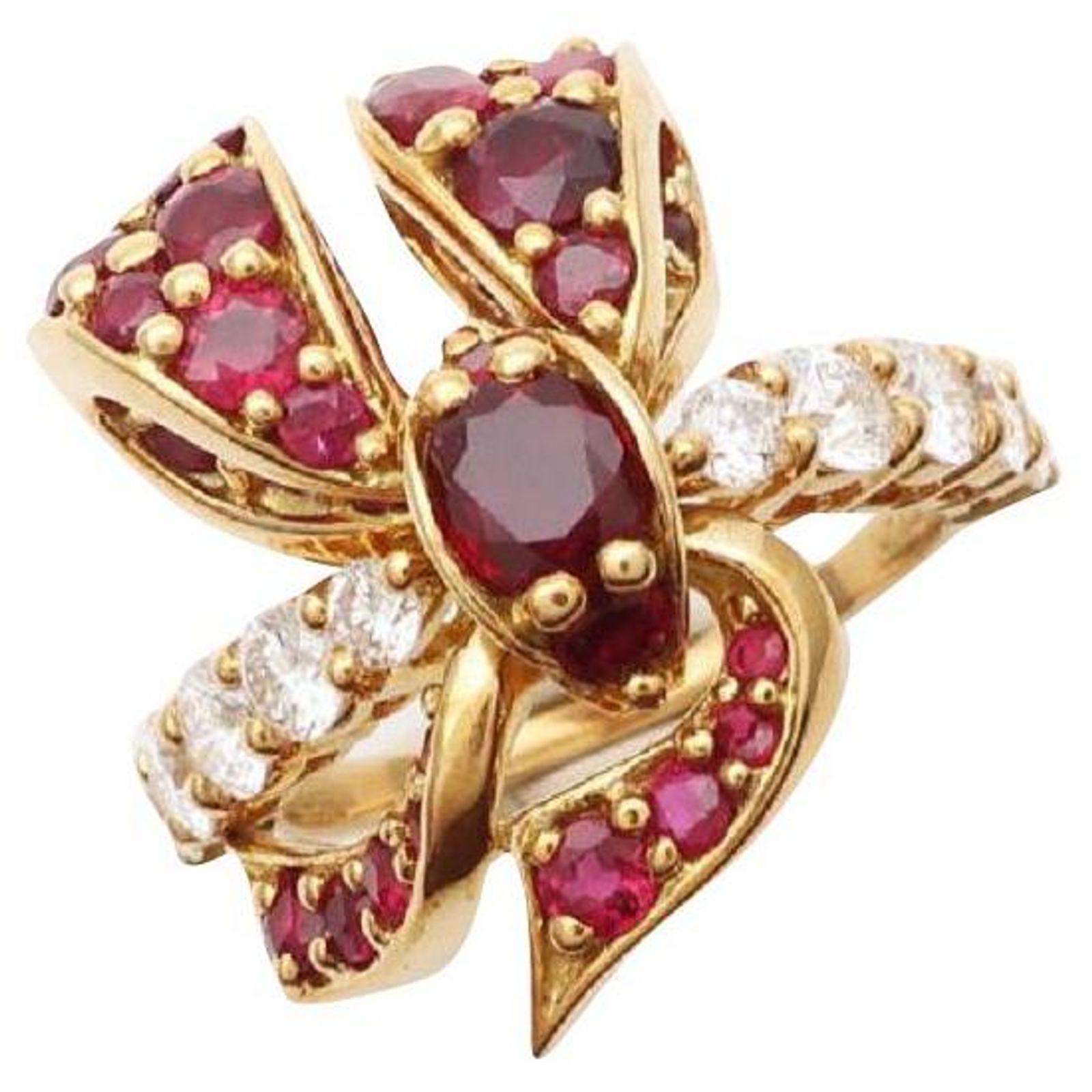 Bague Vintage Années 80 Strass Et Verre Rubis - Taille Ajustable, Style Baroque