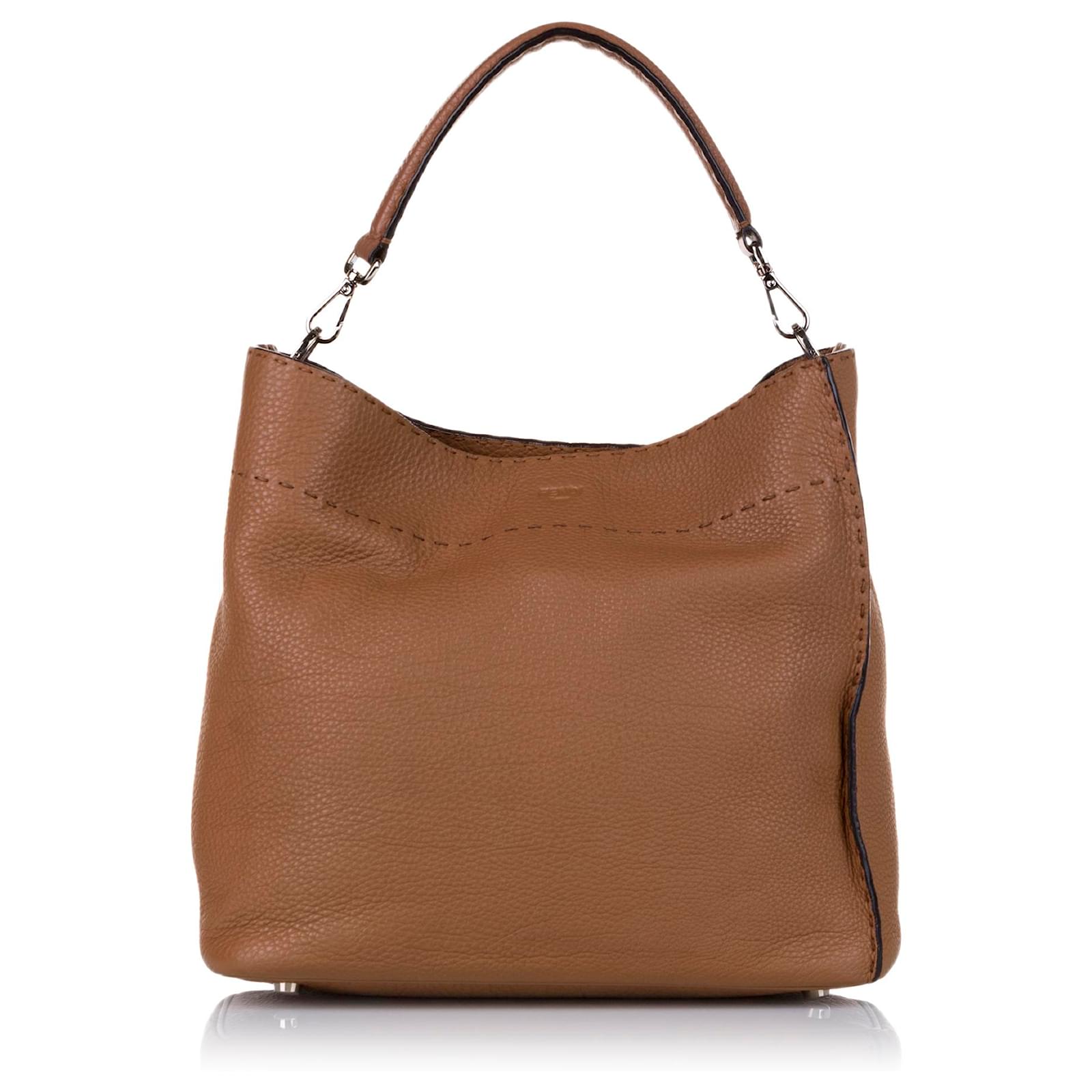 Fendi Brown Selleria Anna Leather Satchel Light brown Pony style calfskin ref.672978 Joli Closet