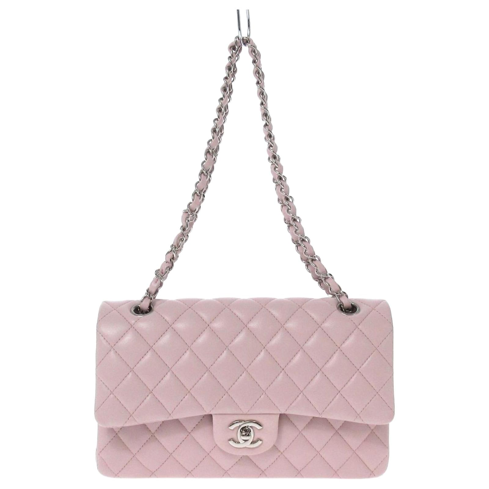 2.55 Chanel Classic Double Flap Shoulder Bag in Pink Leather ref