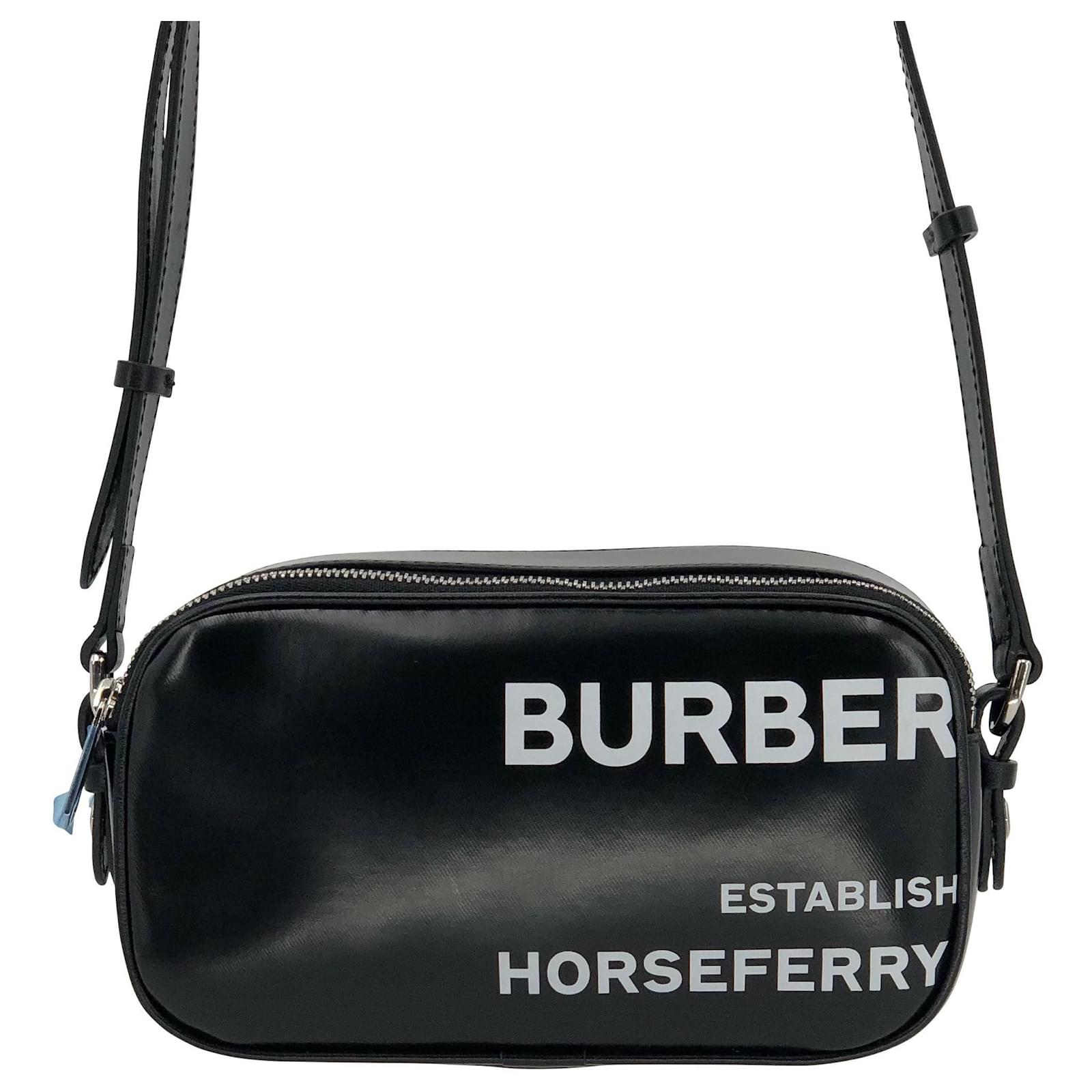 Burberry Mini Horseferry Print Coated Canvas Camera Bag in Black