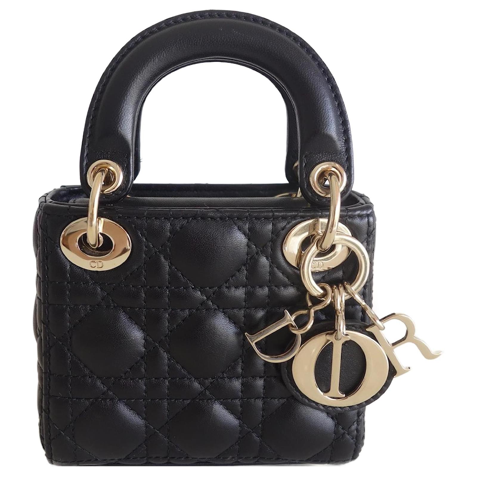 Lady Dior Micro Bag Black Leather ref.673406 - Joli Closet