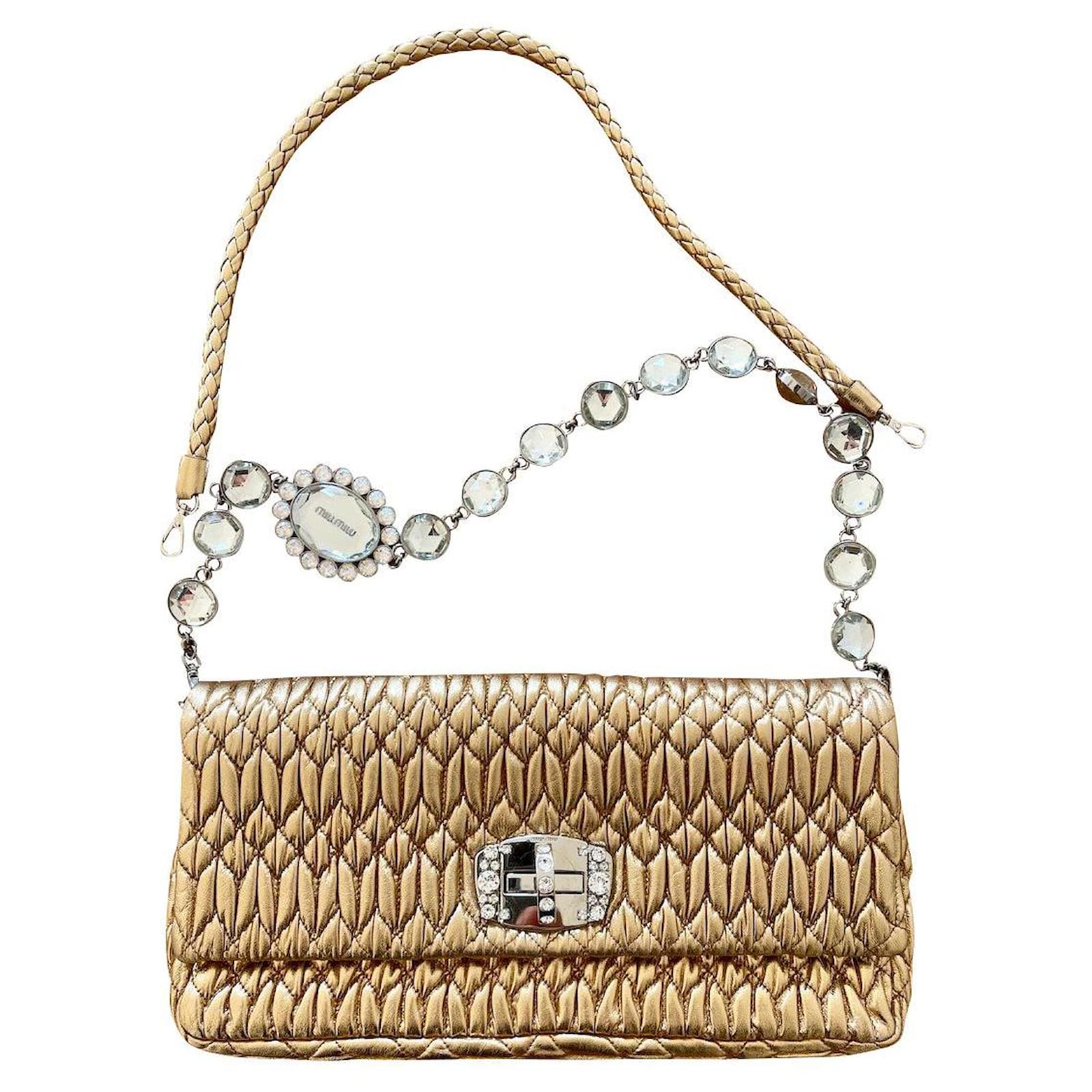 Miu Miu Miu Crystal Bag Golden Leather ref.673607 - Joli Closet