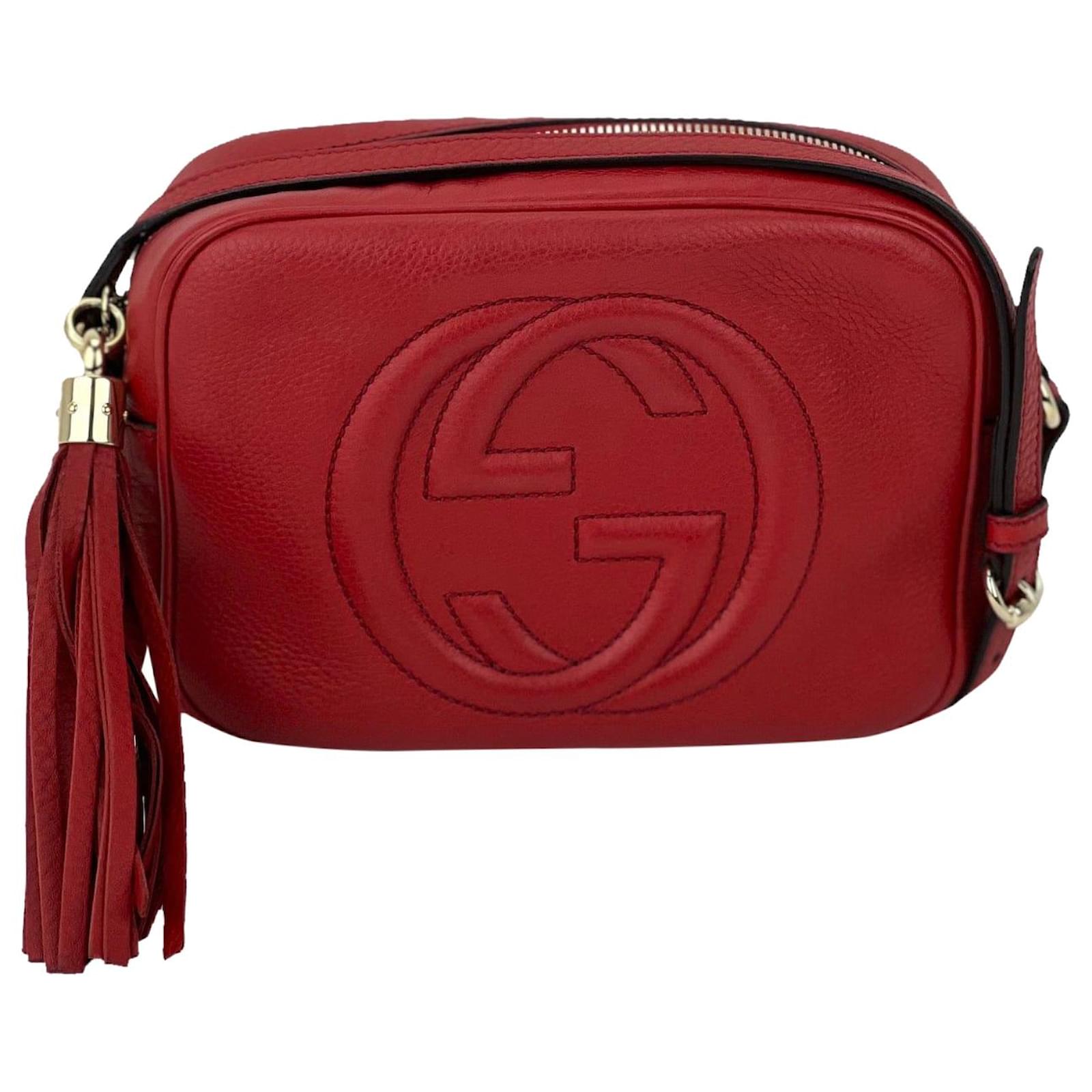ekspertise video basen Gucci Soho Disco Small Red Pebbled Leather Crossbody Shoulder Bag 308364  Preowned ref.673892 - Joli Closet