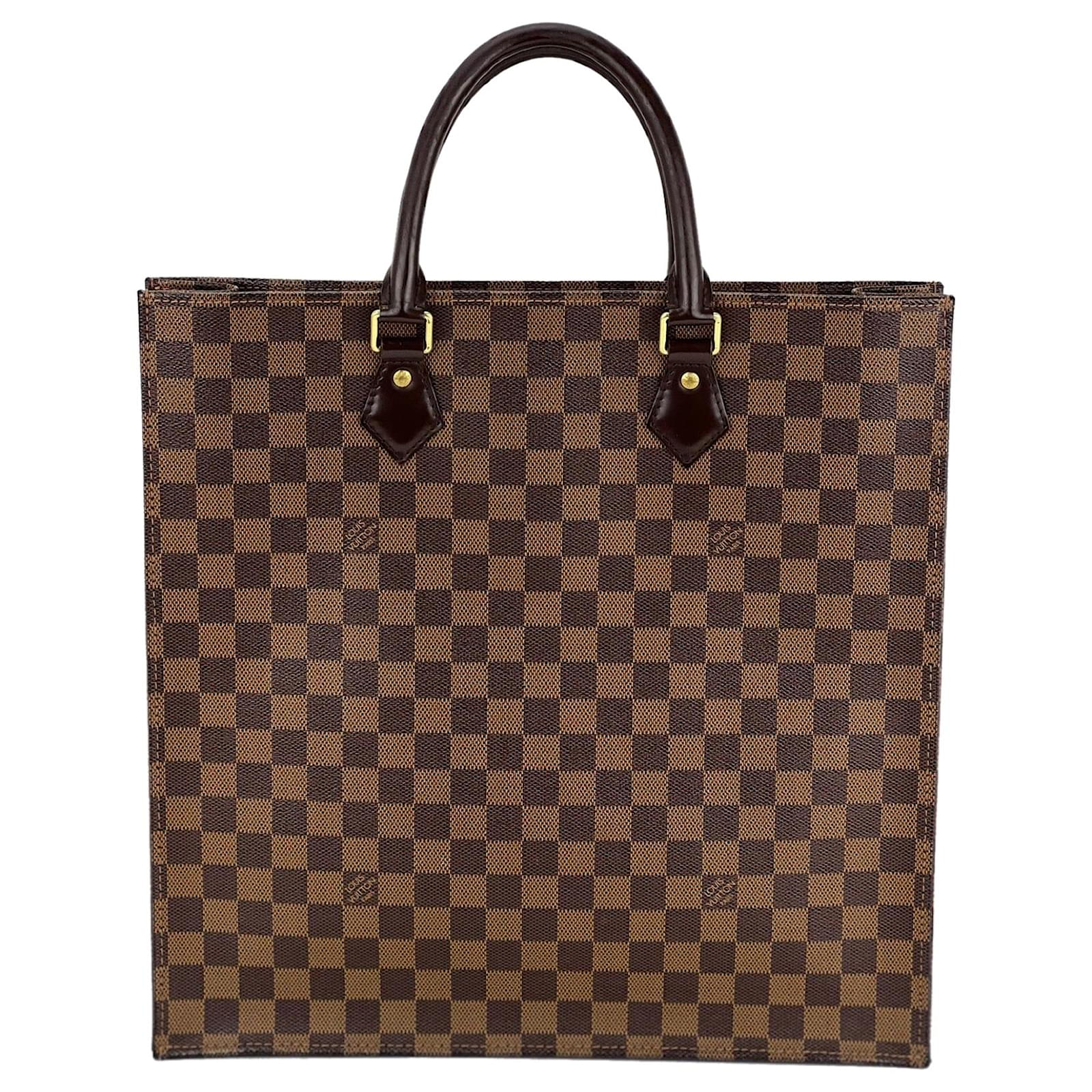 Bolso Louis Vuitton Plat M51140 tote de compras de lona Damier Ebene marrón segunda mano Castaño Lienzo ref.673893 - Closet