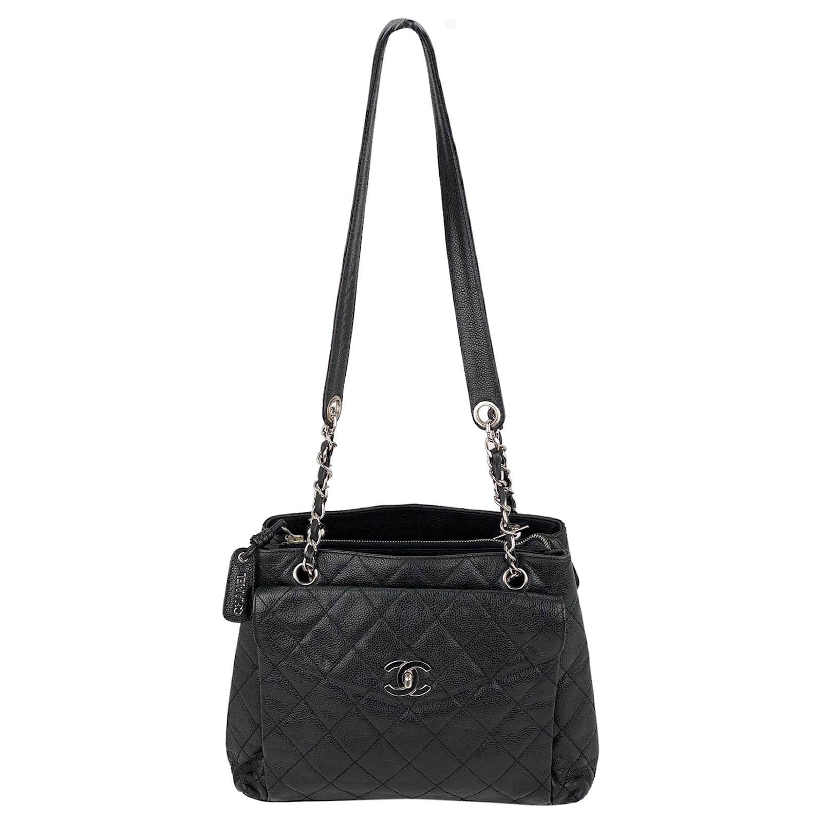 chanel crossbody black purse leather