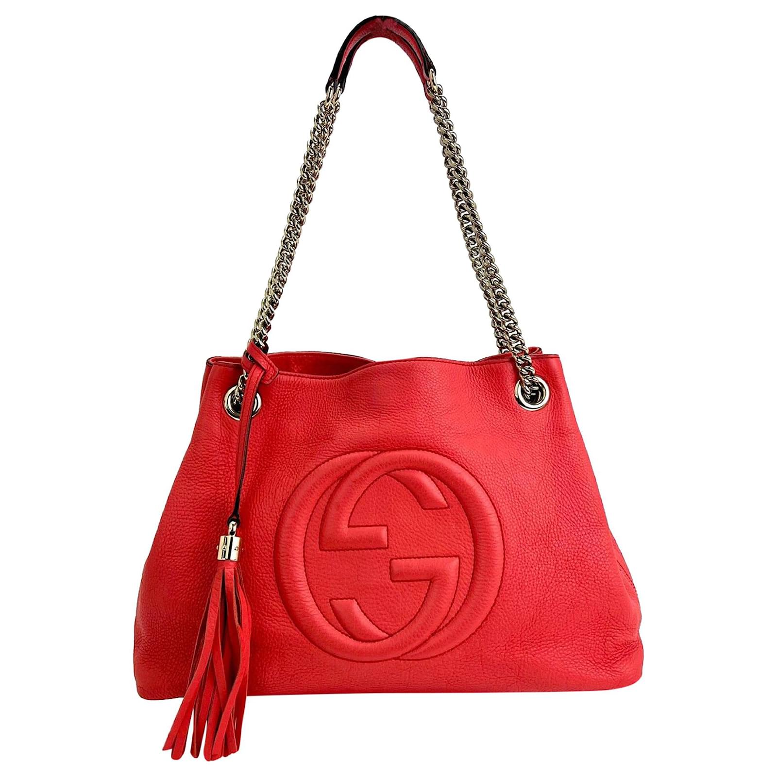 Gucci Handbag Tabasco Red Medium Soho Pebbled Leather Chain Strap Shoulder  Bag Pre owned ref.673951 - Joli Closet