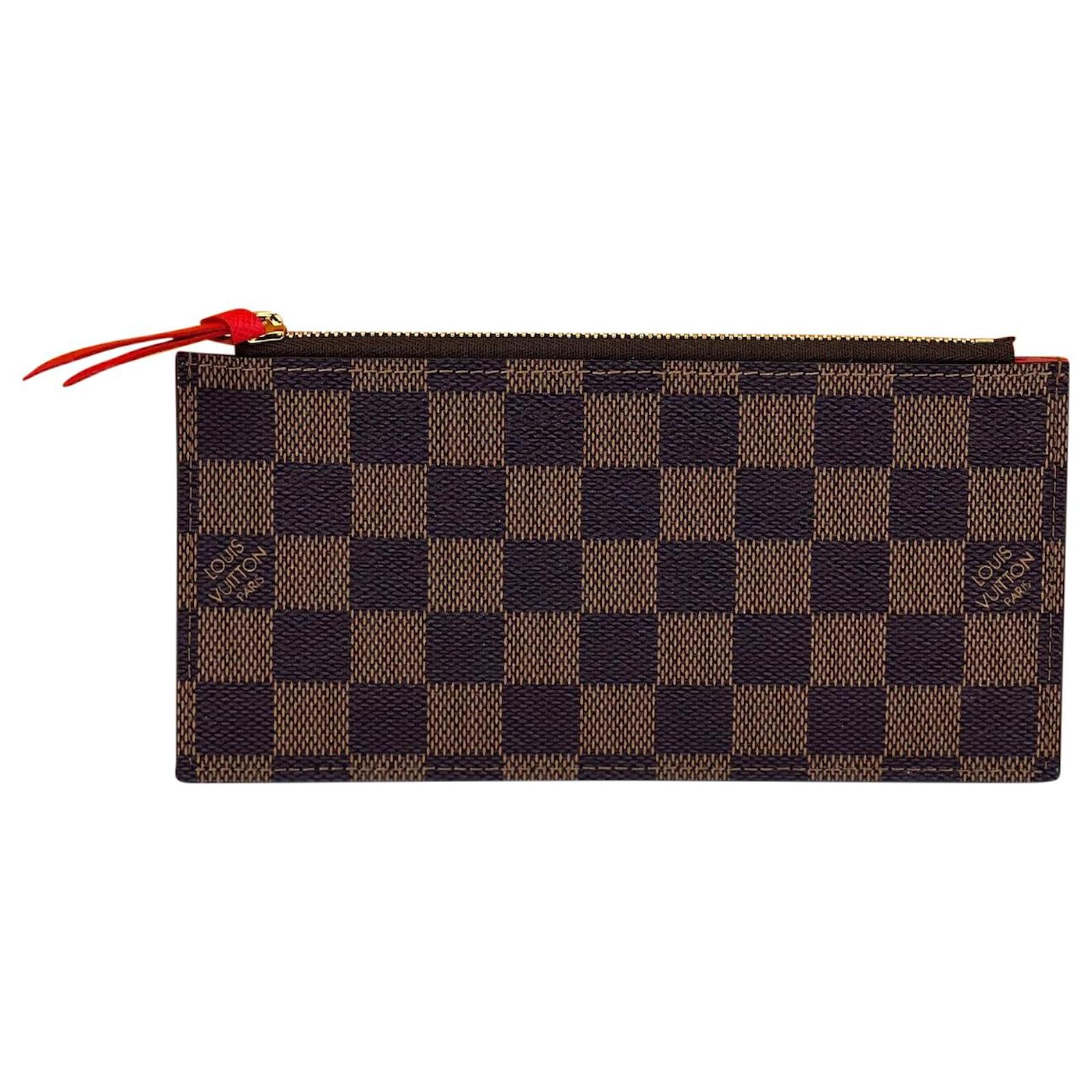Louis Vuitton Pouch Pochette Felicie Damier Ebene Leather Zippered Coin Insert Only
