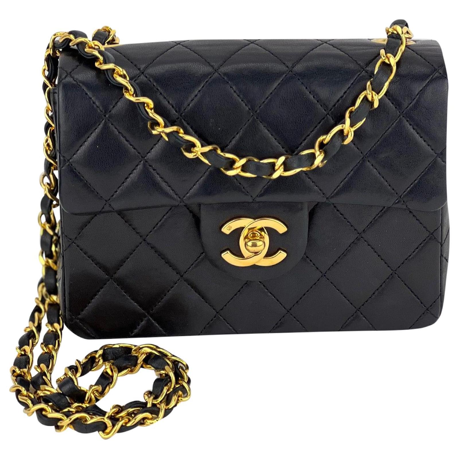 Chanel Handbag Vintage Square Classic Mini Single Flap Quilted Lambskin  Black Bag Preowned Leather ref.674003 - Joli Closet