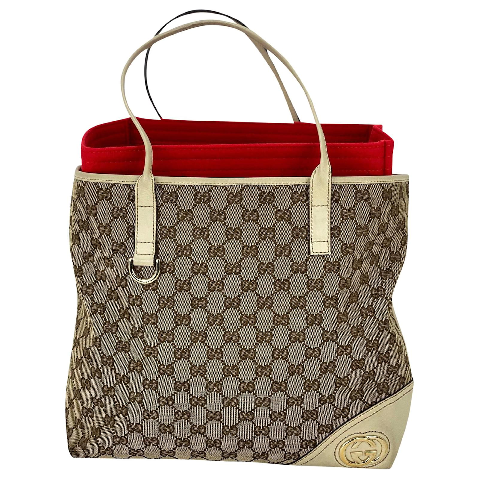 Gucci Gg Canvas Red Canvas Handbag (Pre-Owned)