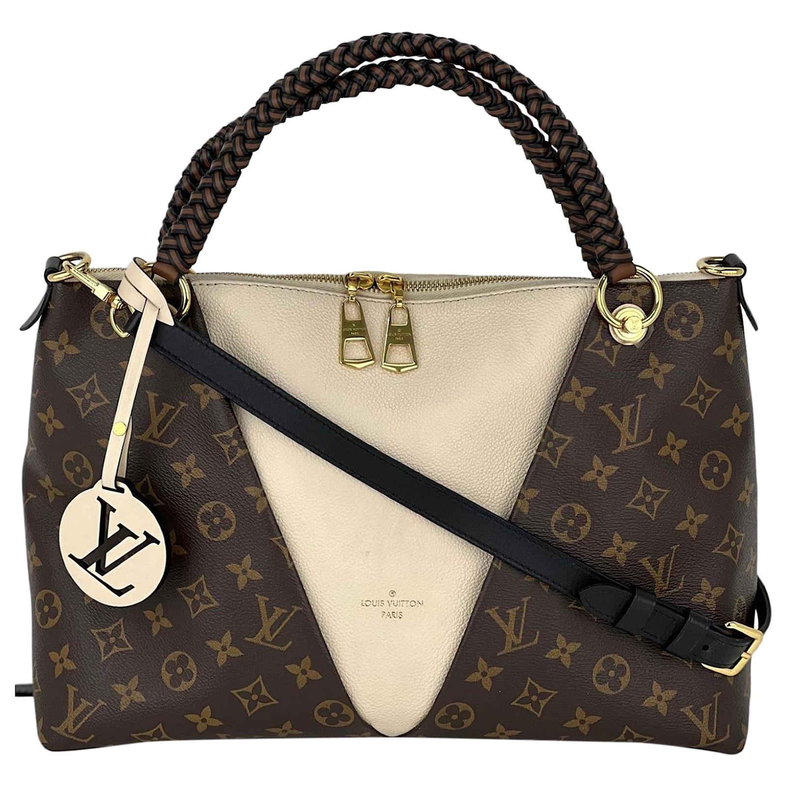 Louis Vuitton Monogram Braided V Tote MM White Leather Shoulder Hand Bag  Preowned Cream ref.674030 - Joli Closet