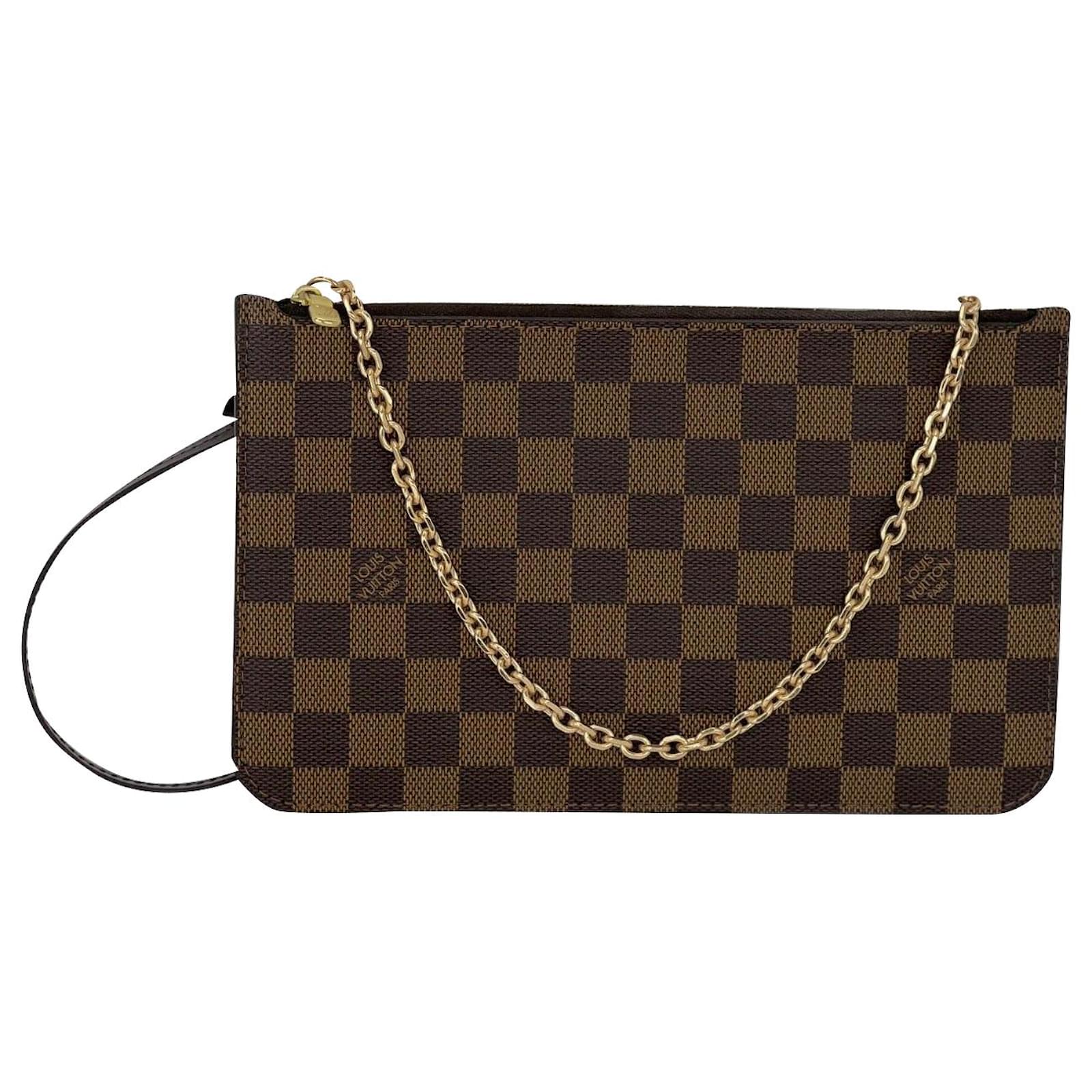 Louis Vuitton Pochette from Neverfull Damier Ebene Canvas Pouch Pre Owned  Brown Leather ref.674065 - Joli Closet