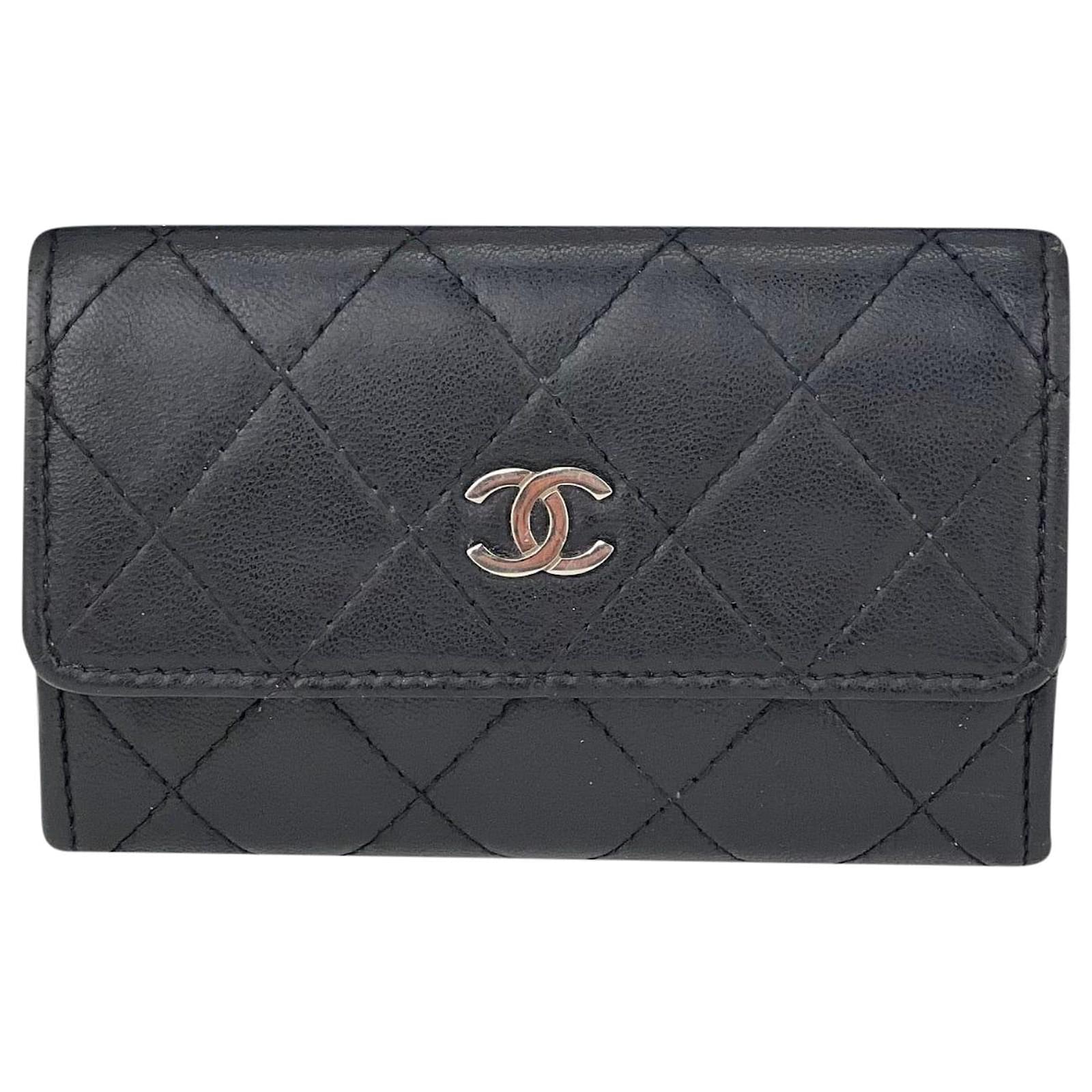 Chanel Wallet Classic Flap Quilted Black Lambskin Mini Wallet Card Holder  pre owned Leather ref.674081 - Joli Closet