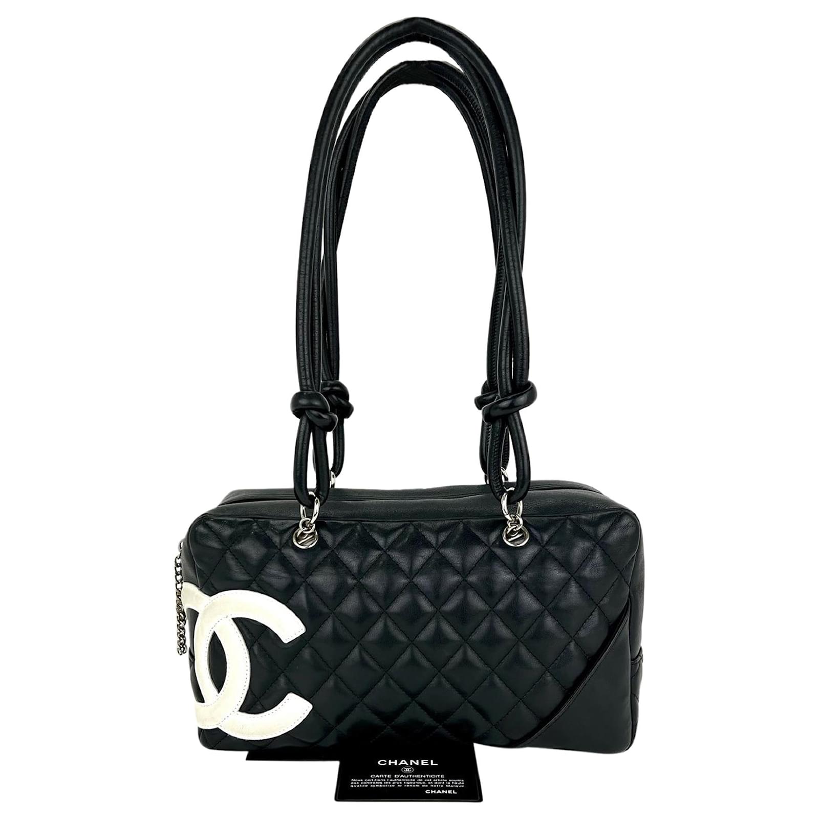 Chanel CC Cambon de piel negra acolchada de segunda mano Negro Cuero ref.674152 - Joli Closet