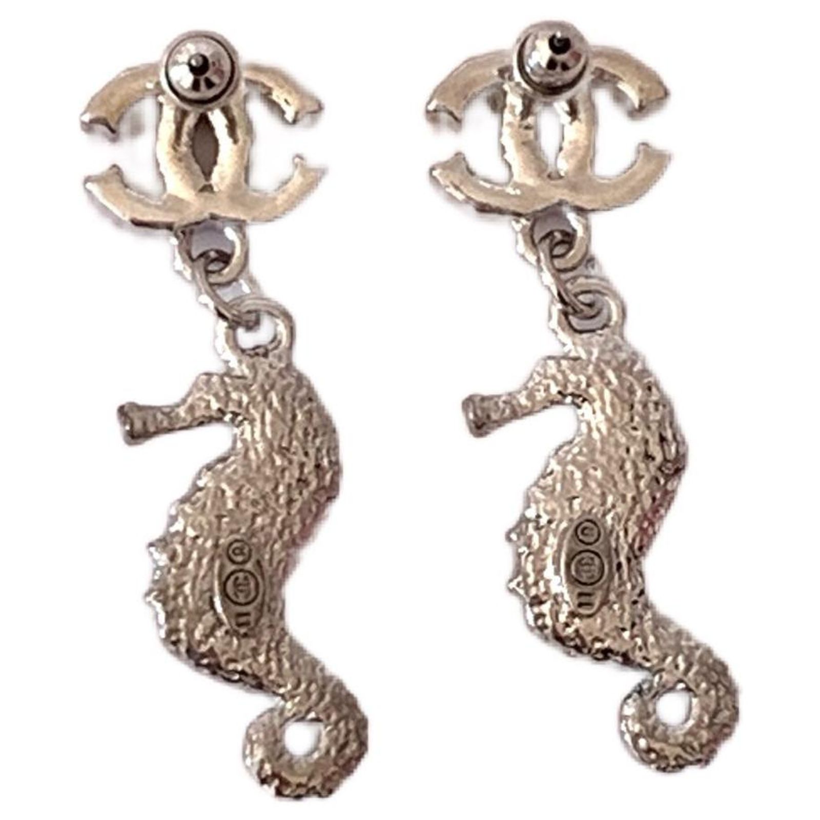 Boucles D'oreilles Clip Vintage - Forme Hippocampe En Céramique - Années 1930 - Style Art Déco - Occasion