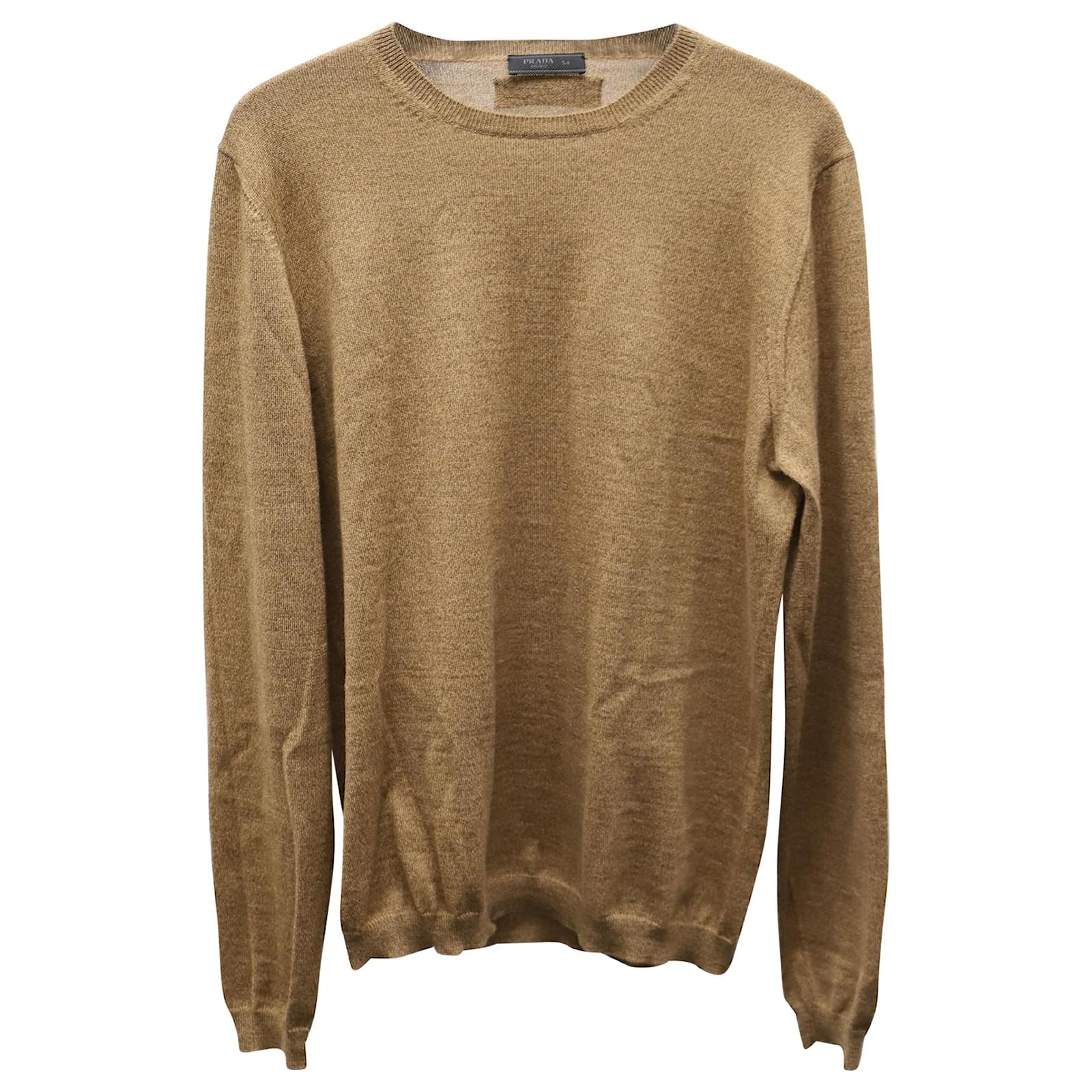 Prada Crewneck Sweater in Camel Wool Yellow  - Joli Closet