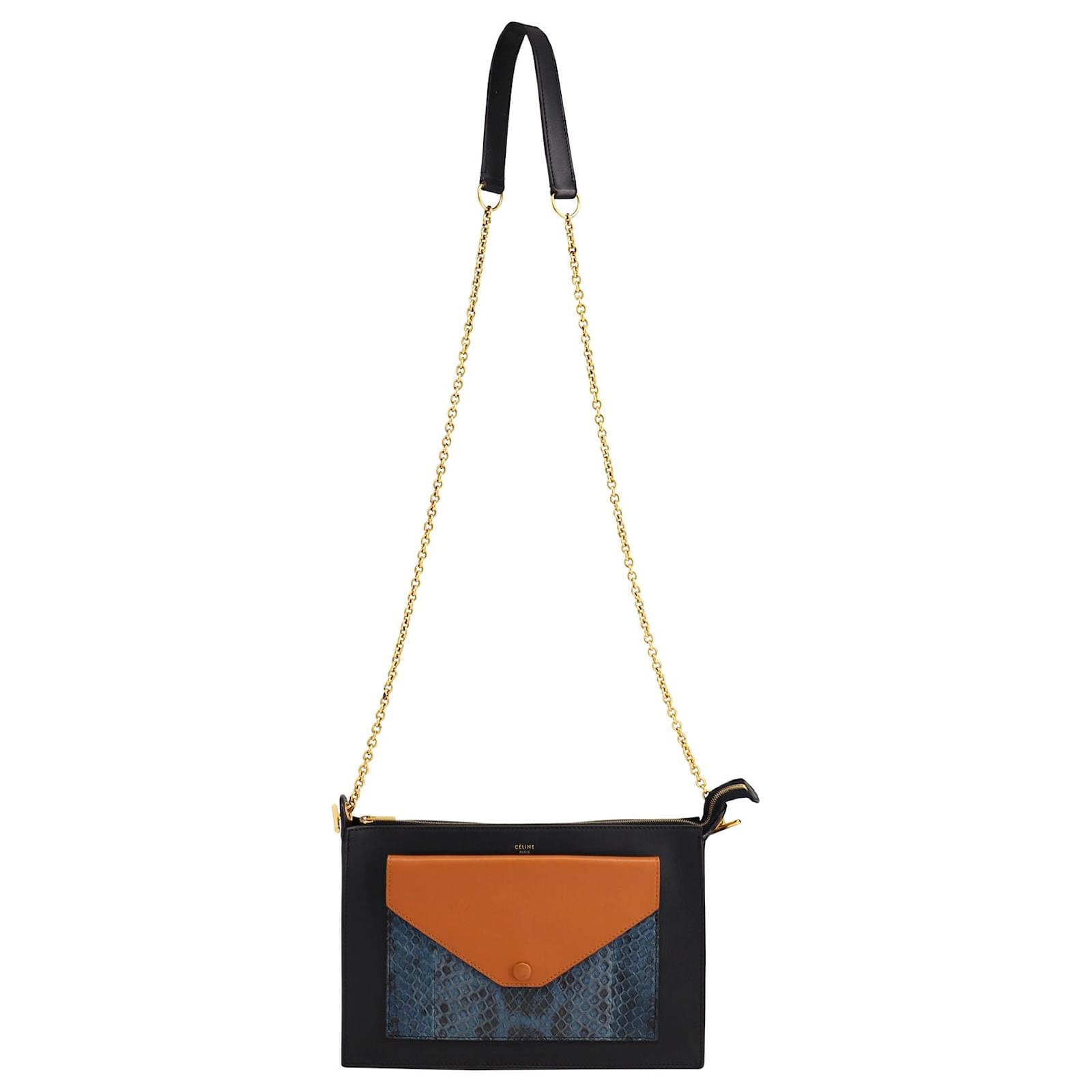 Celine Pocket Envelope Leather Shoulder Bag Multicolor