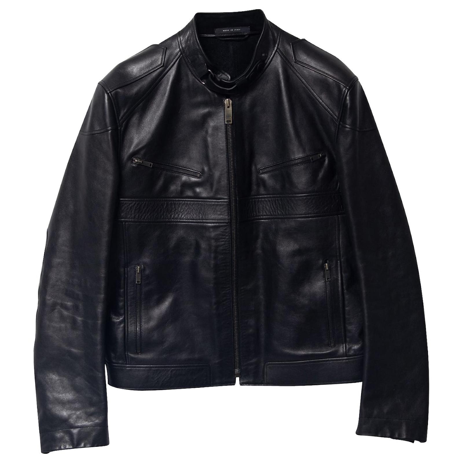 Leather bomber jacket in black | GUCCI® US