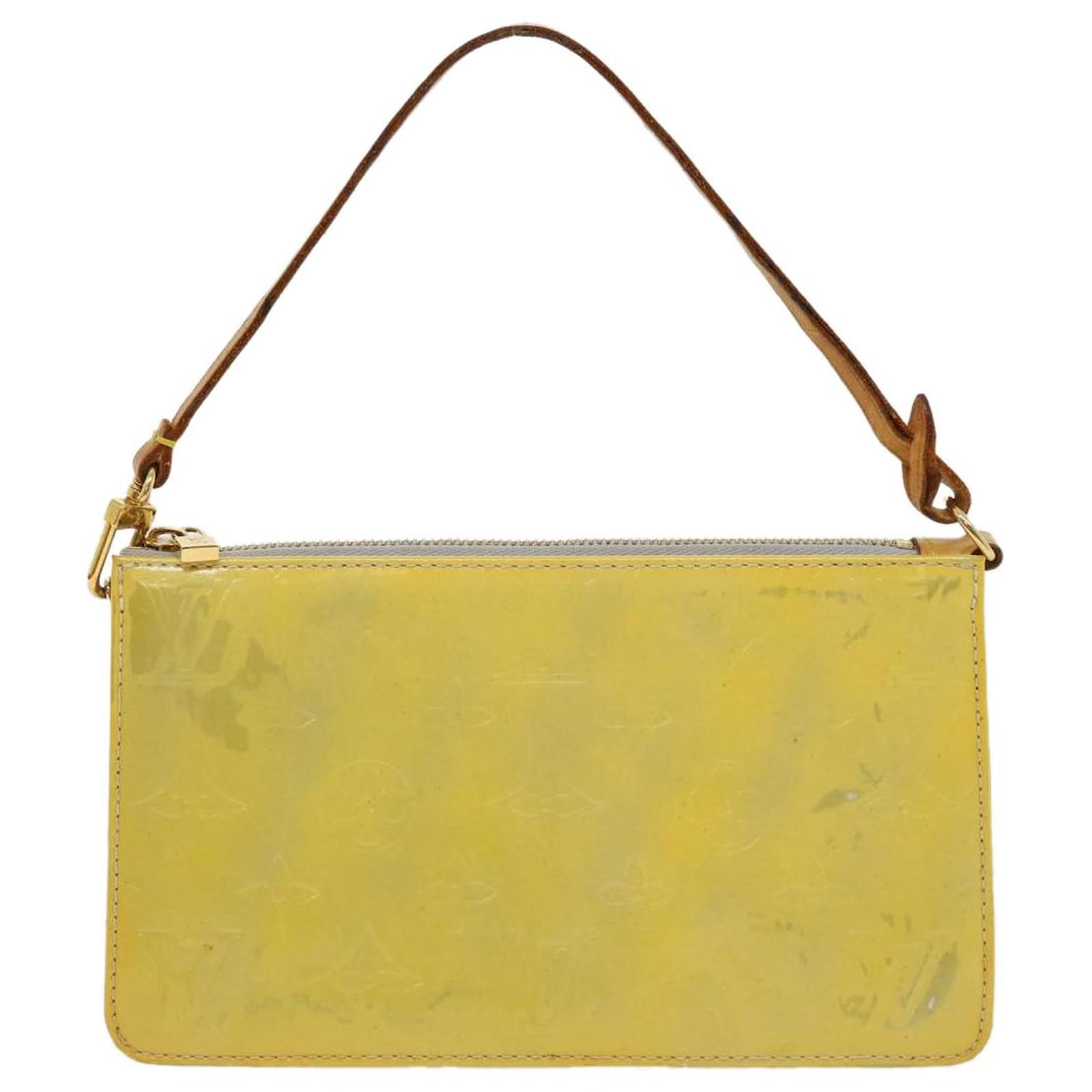 Louis Vuitton Lexington Patent Leather Yellow Pochette Bag