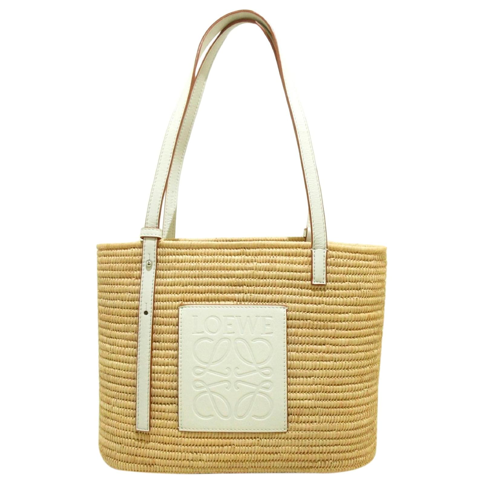 Paulas Ibiza Small Logo Raffia Tote Bag in Yellow - Loewe