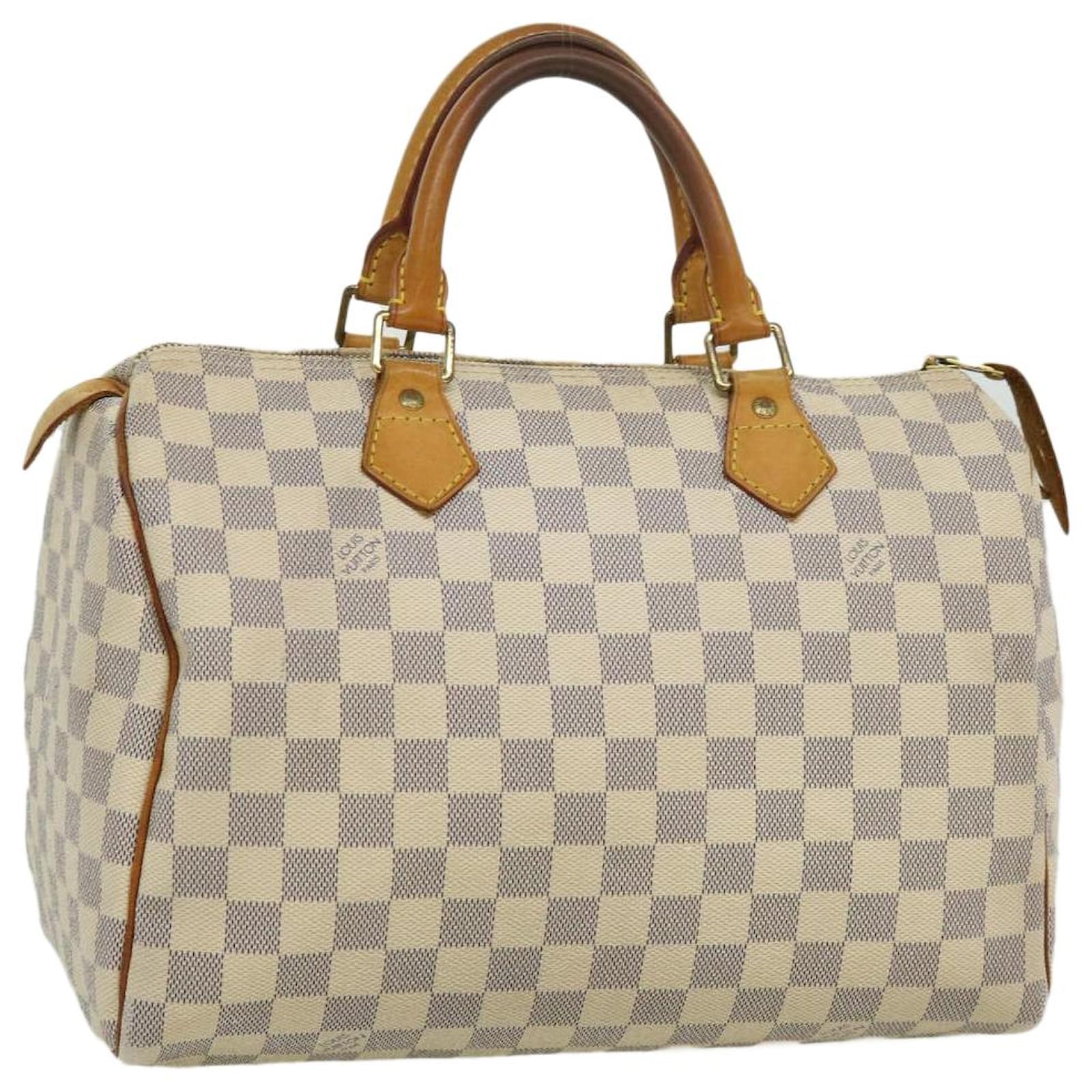 Louis Vuitton Speedy 30 White Damier Azur Hand Bag Made In France