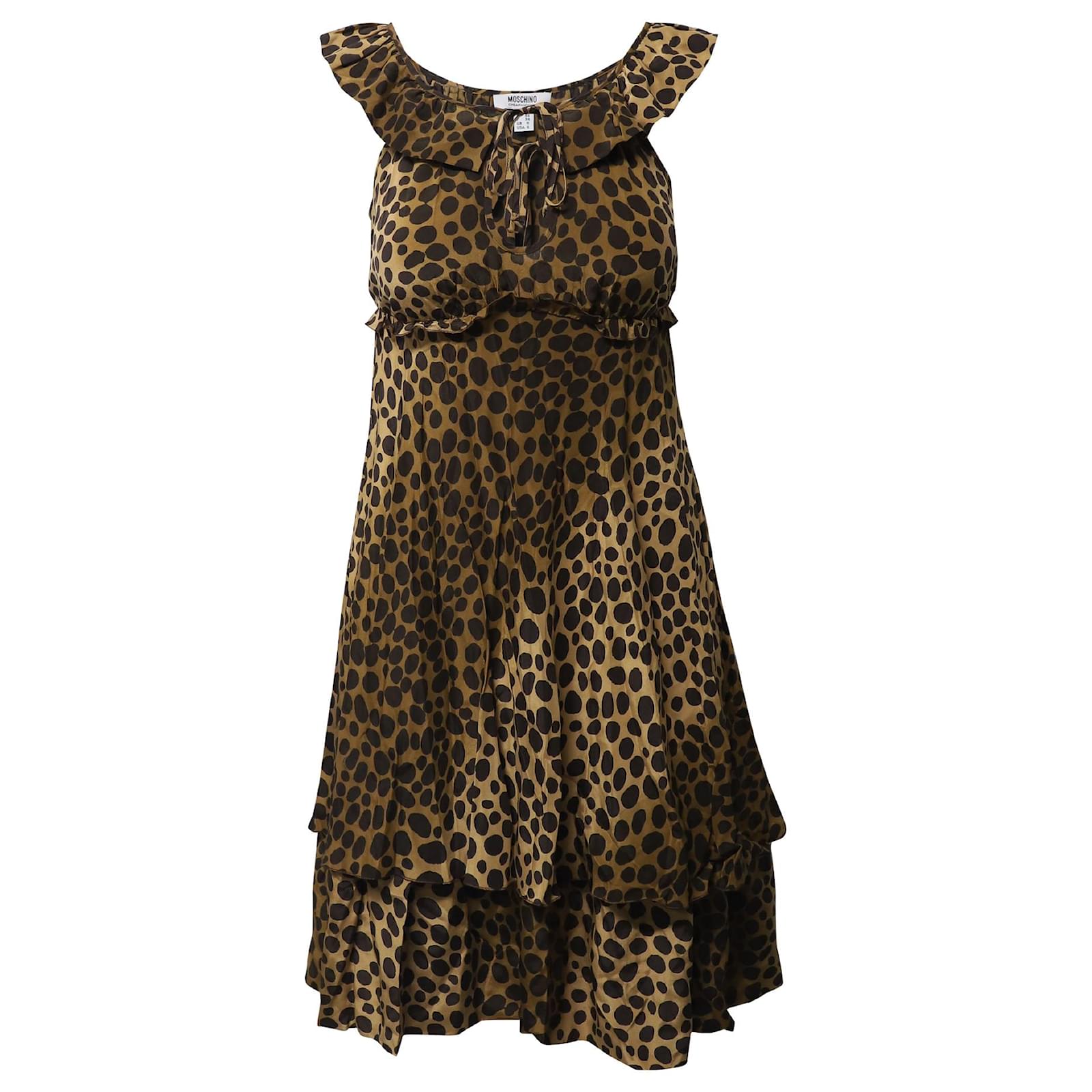 Moschino Cheap and Chic Leopard Print Midi Dress in Multicolor Silk  ref.677317 - Joli Closet