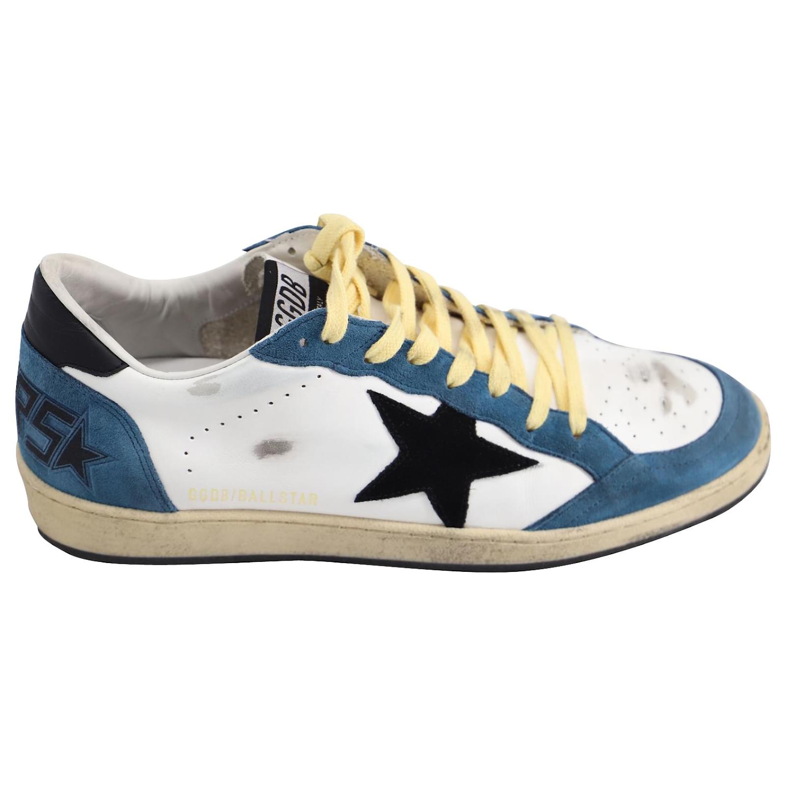 Golden Goose Ball Star Sneakers in Blue/White Suede and Leather