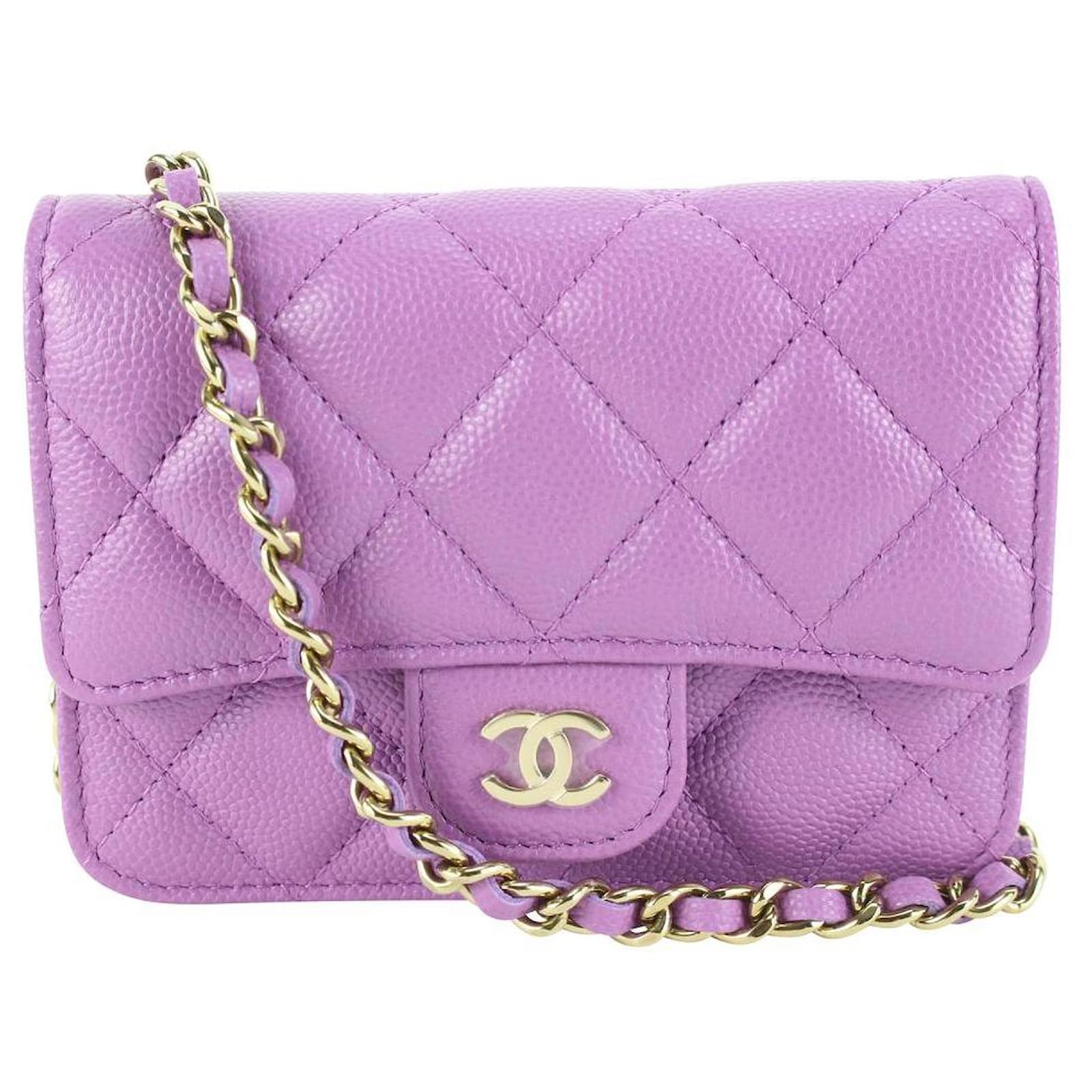 Chanel 22S Purple Quilted Caviar Micro Mini Flap Crossbody Bag GHW