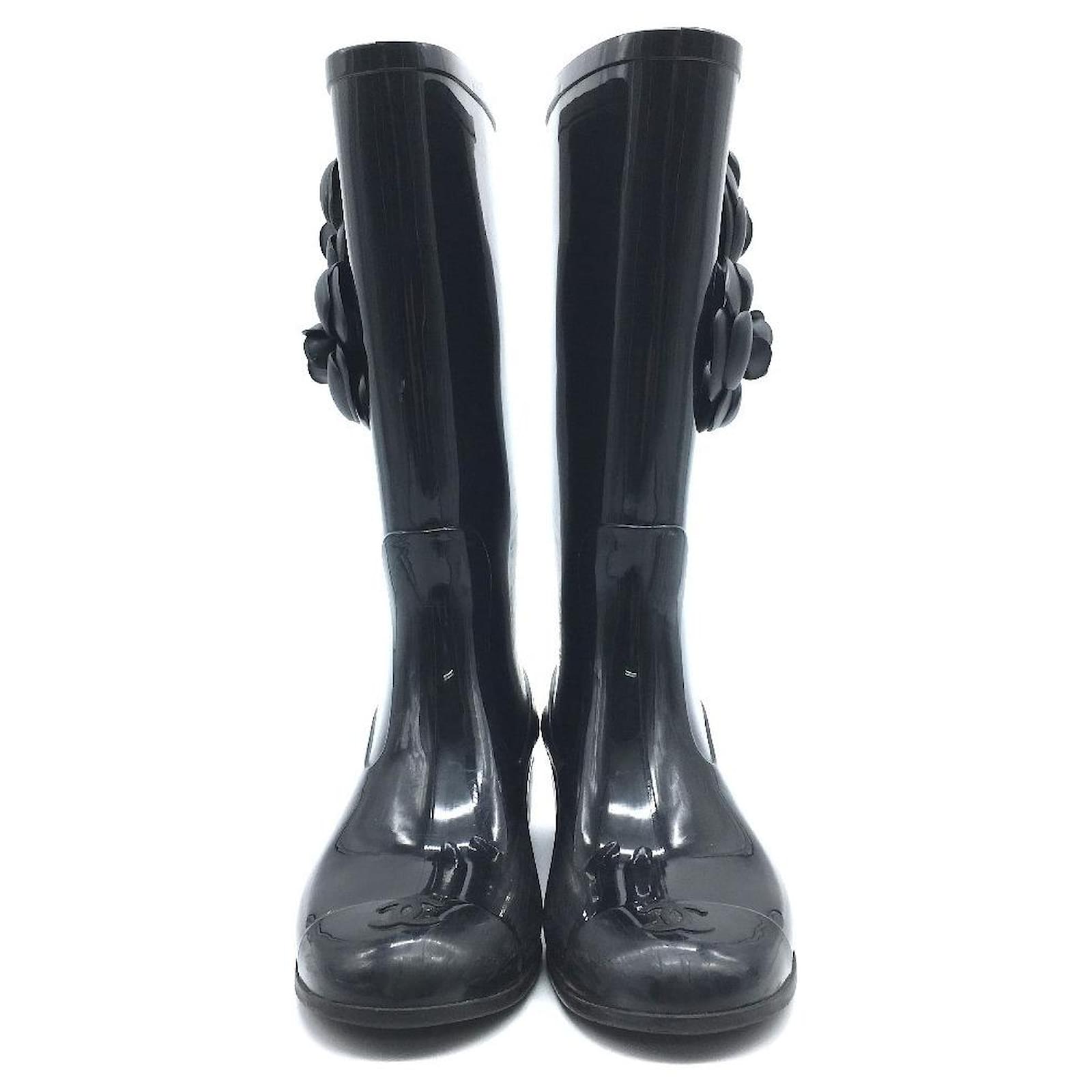 CHANEL LONG BOOTS Black Rubber ref.677810 - Joli Closet