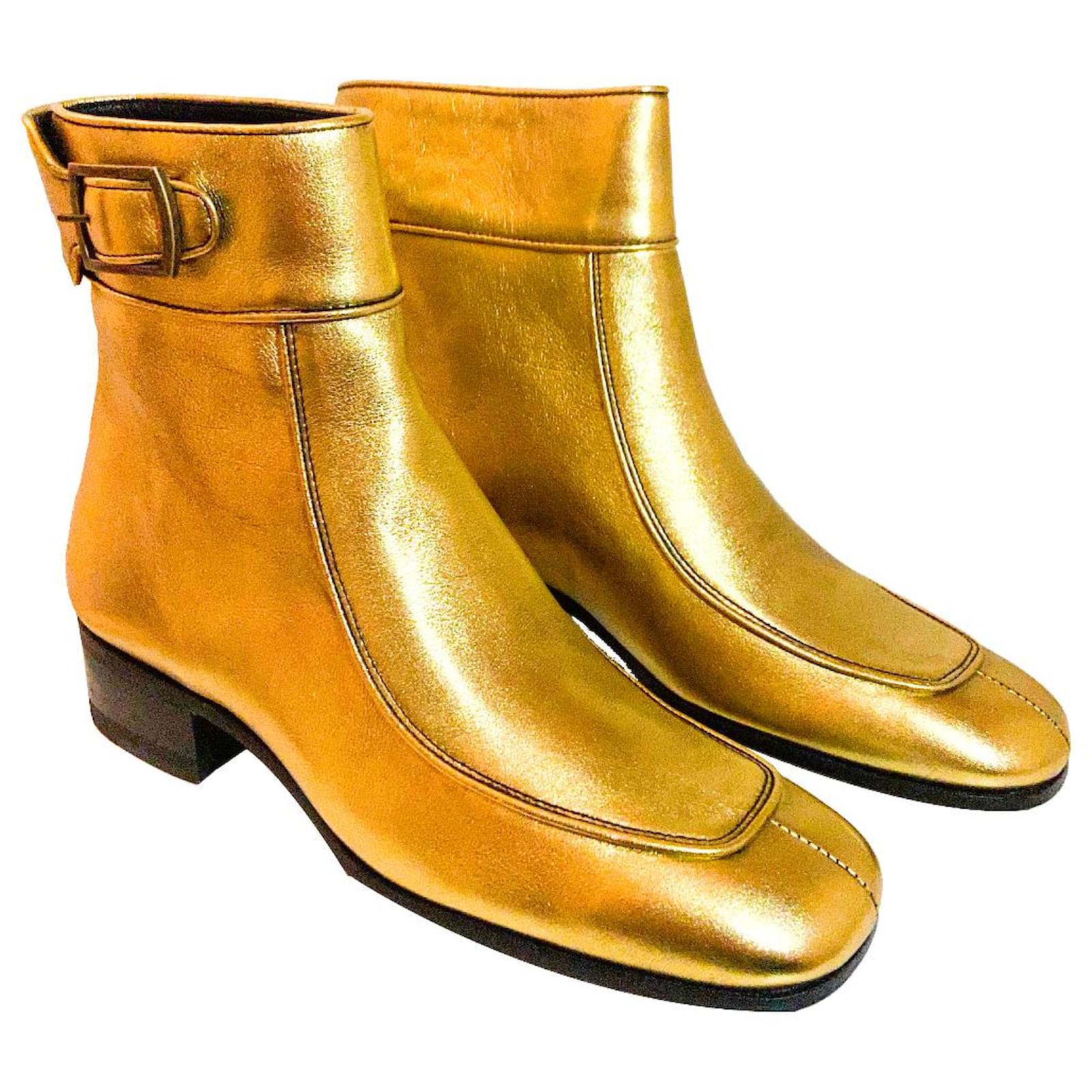 Saint laurent best sale gold boots