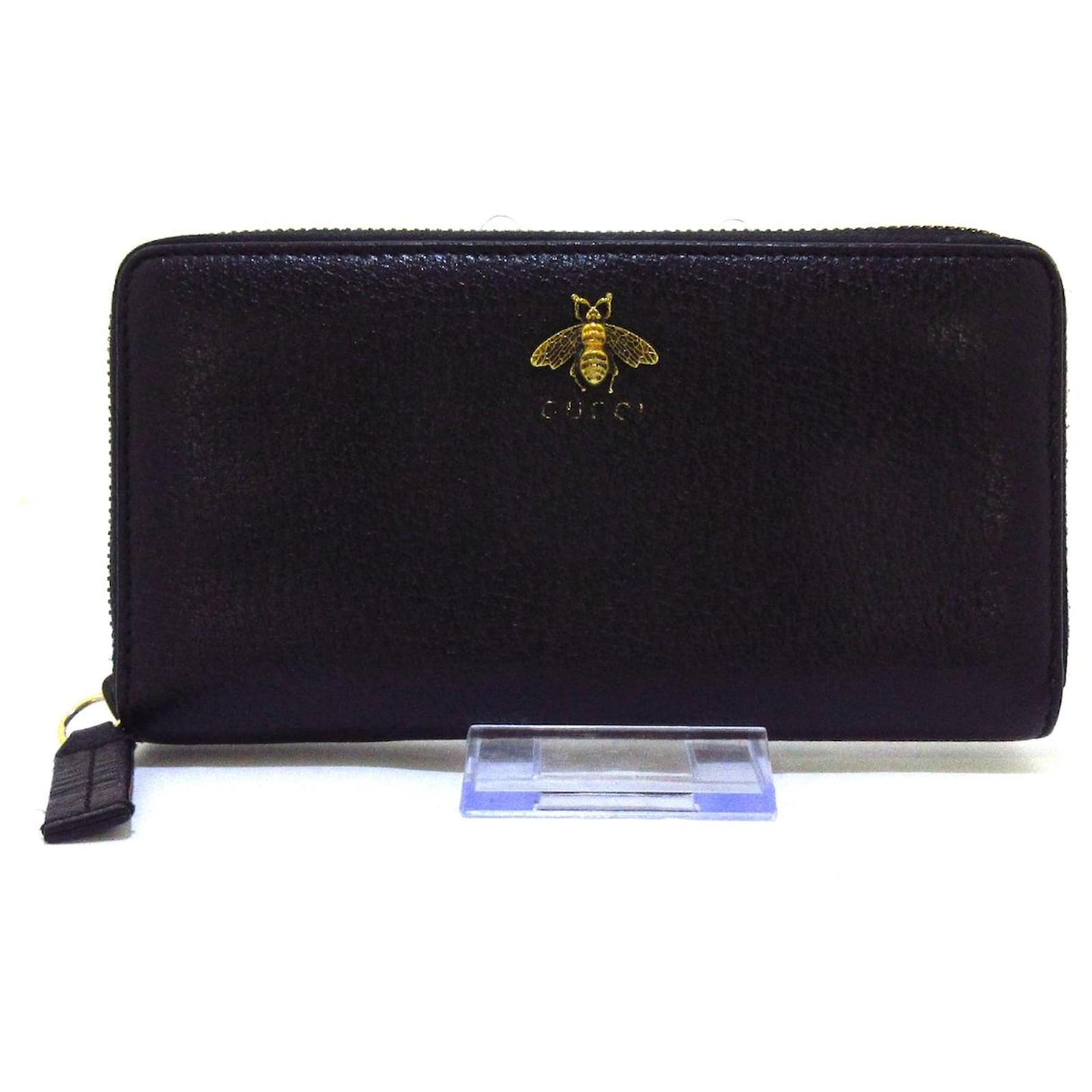 Black Leather Animalier Wallet