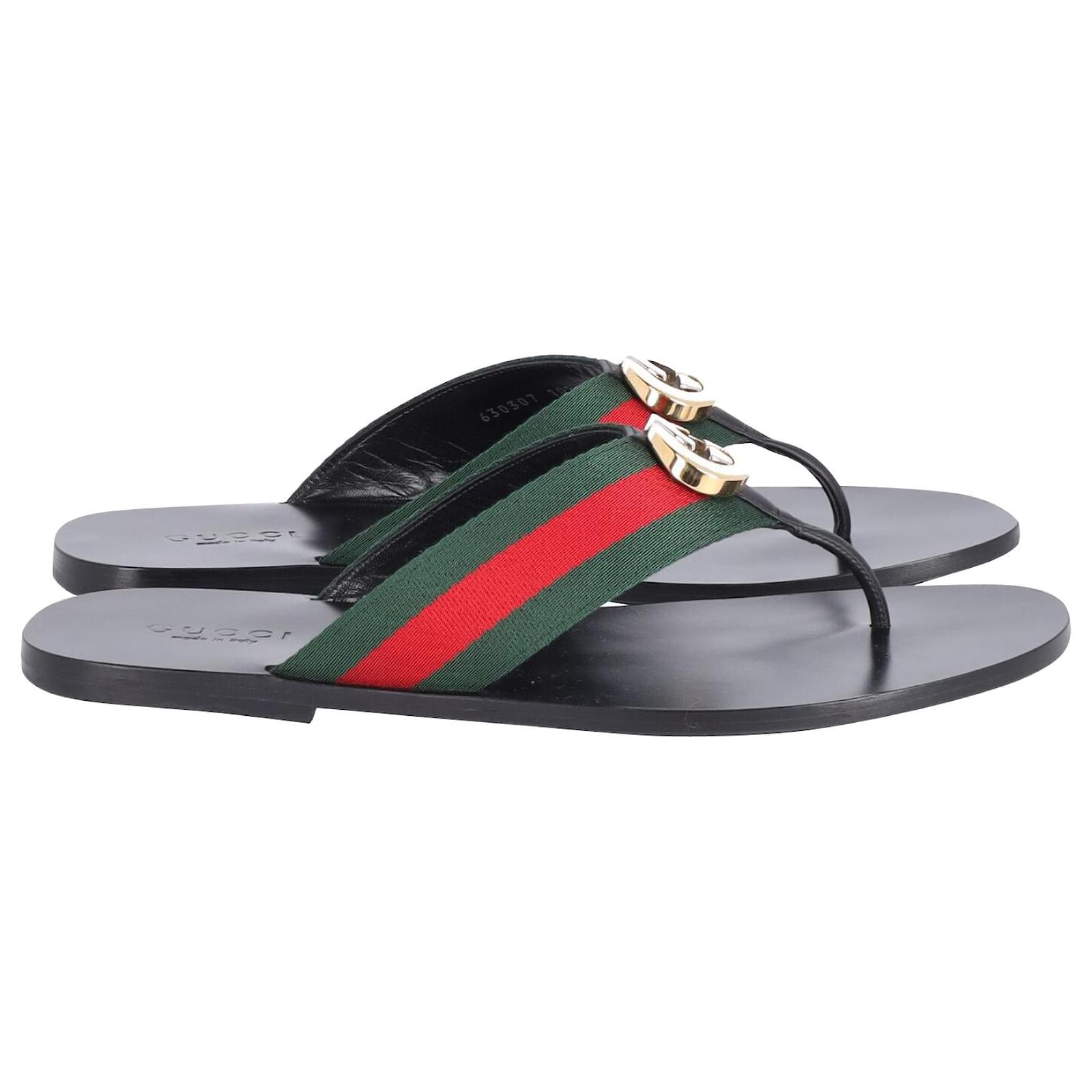 Gucci Kika Web-Stripe Thong Sandal in Black Leather ref.679368 - Joli ...