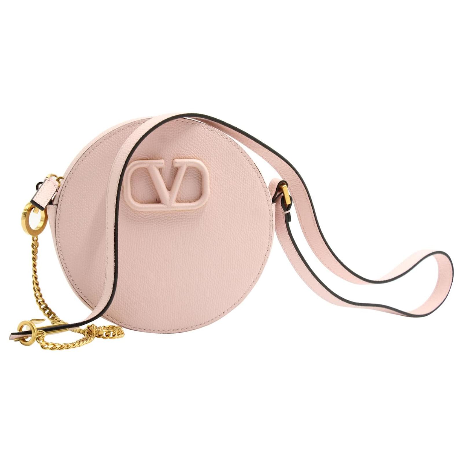 Valentino Garavani Vlogo Round Crossbody Bag in Pastel Pink Leather  ref.679392 - Joli Closet