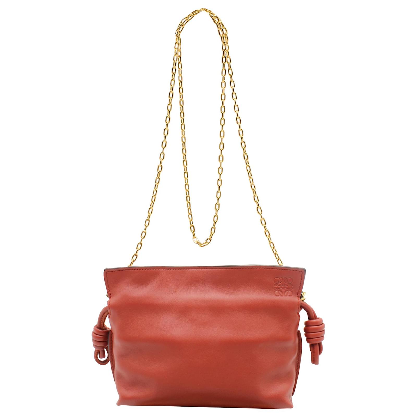 Loewe Flamenco Nano Clutch Bag in Red Calfskin Leather Pony-style