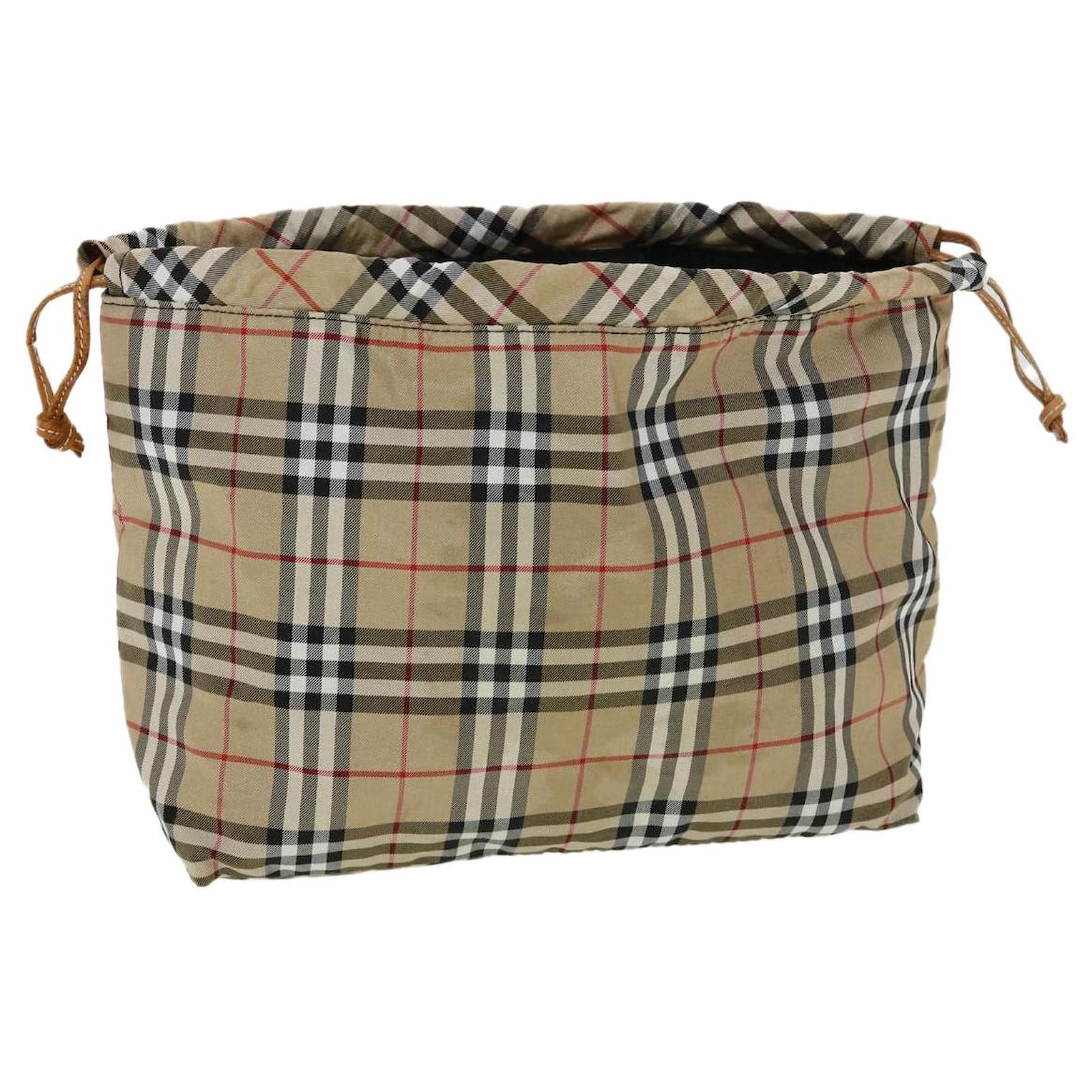 BURBERRY Nova Check purse Pouch Nylon Beige Auth ki2295  - Joli  Closet