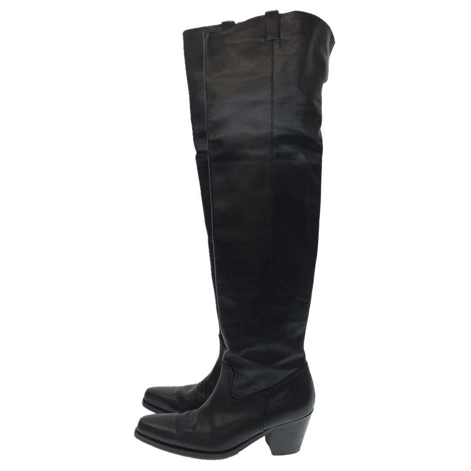 Bottes équestres Longues Cavallo En Cuir Noir - Taille UK 7.5, Occasion En Très Bon état