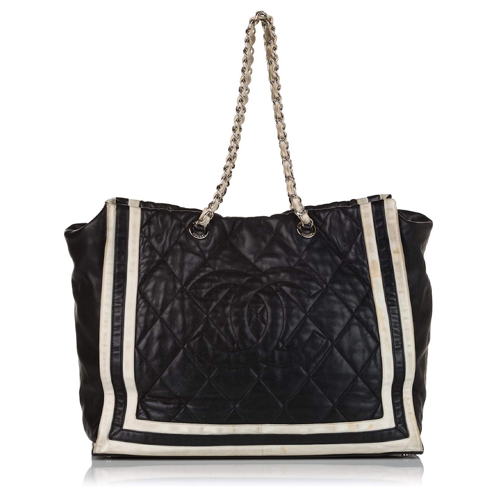 Chanel Black Paris-Venice Lido Tote Bag Leather Pony-style