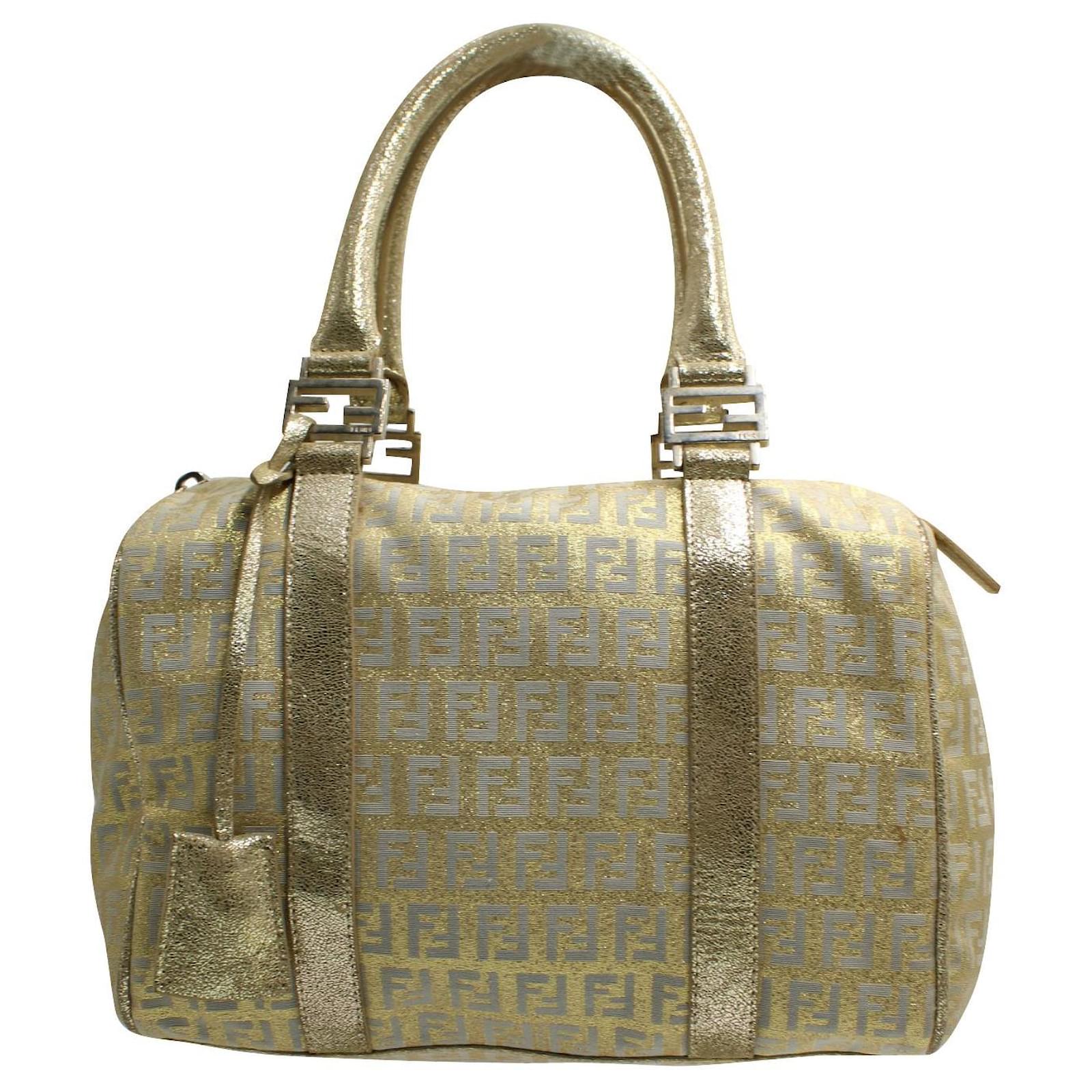Fendi Brown/Beige Zucchino Canvas and Leather Forever Bauletto