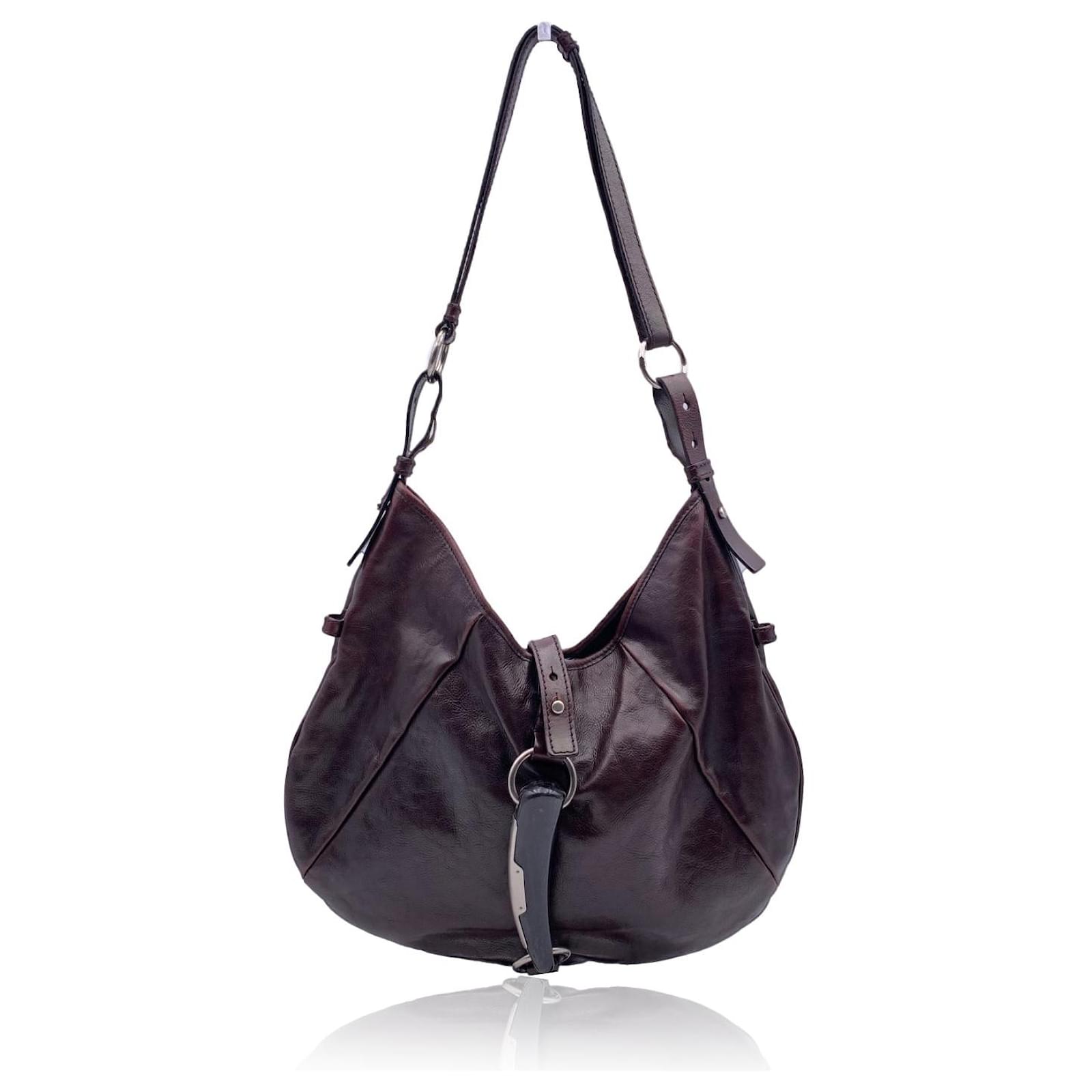Yves Saint Laurent Brown Leather Mombasa Shangrila Hobo Shoulder Bag ...